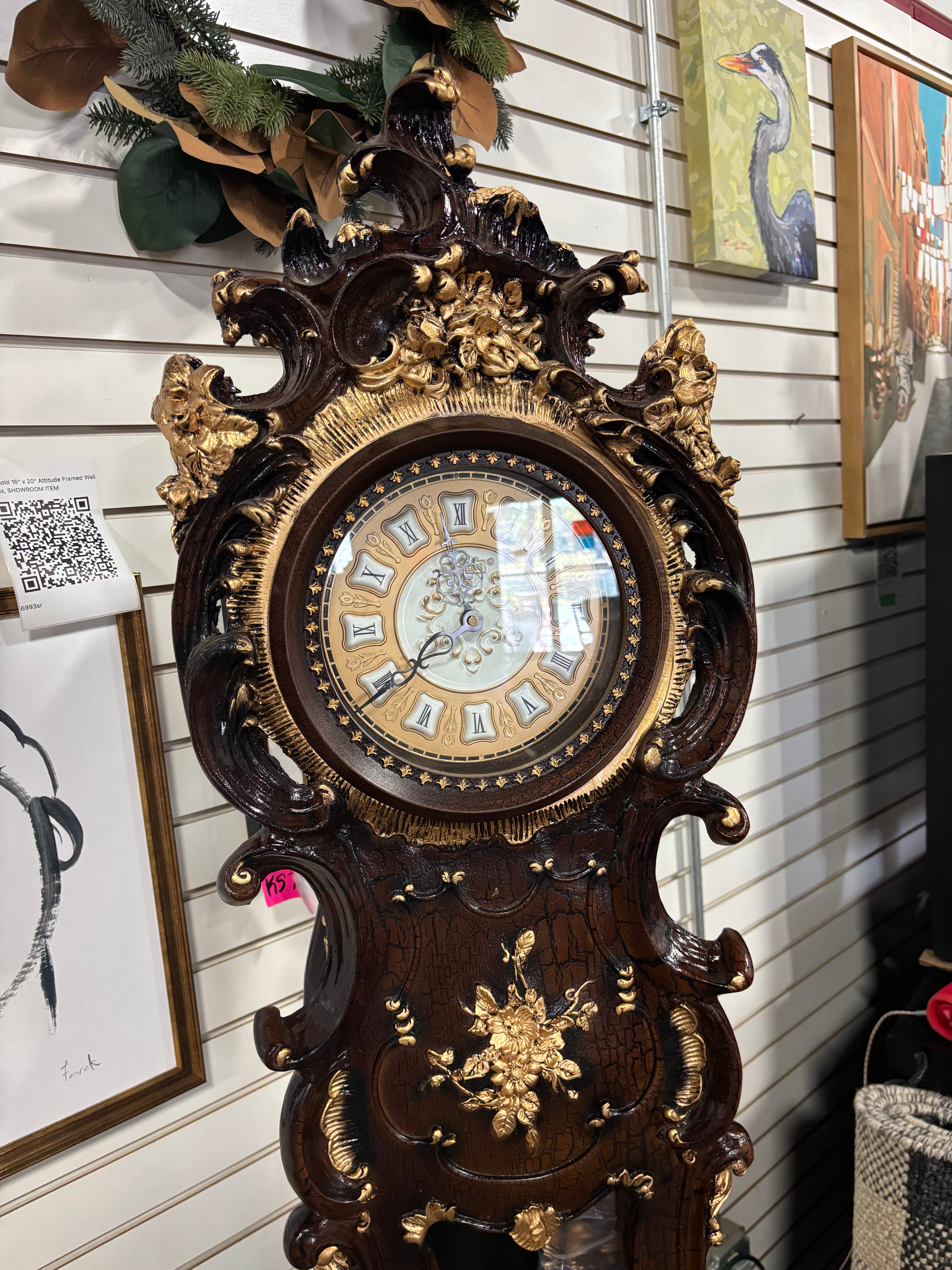 74'' H Polyresin Grandfather Clock with Adjustable Chime Volume SHOWROOM ITEM