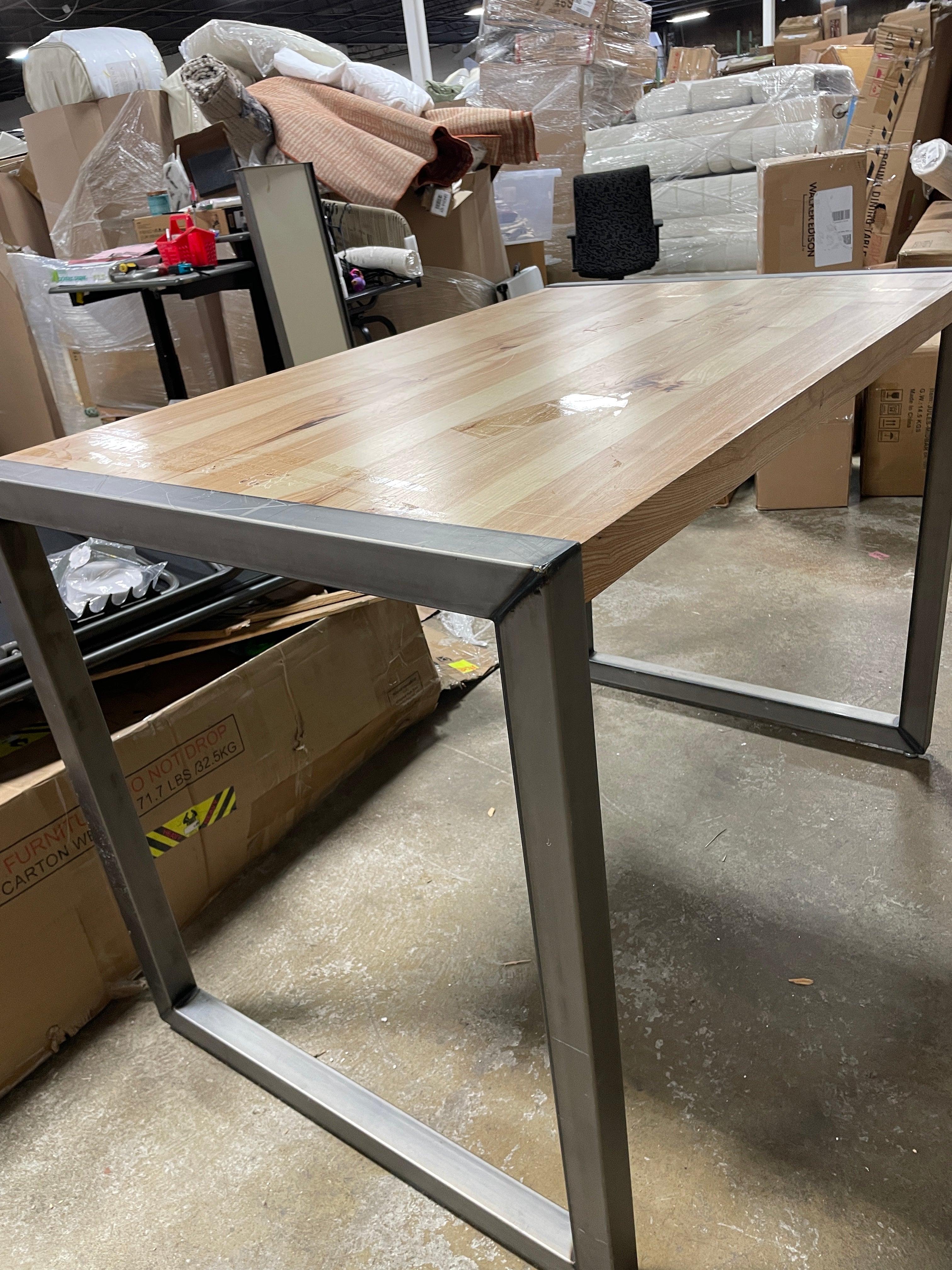 Wood and Metal Counter Height Dining Table