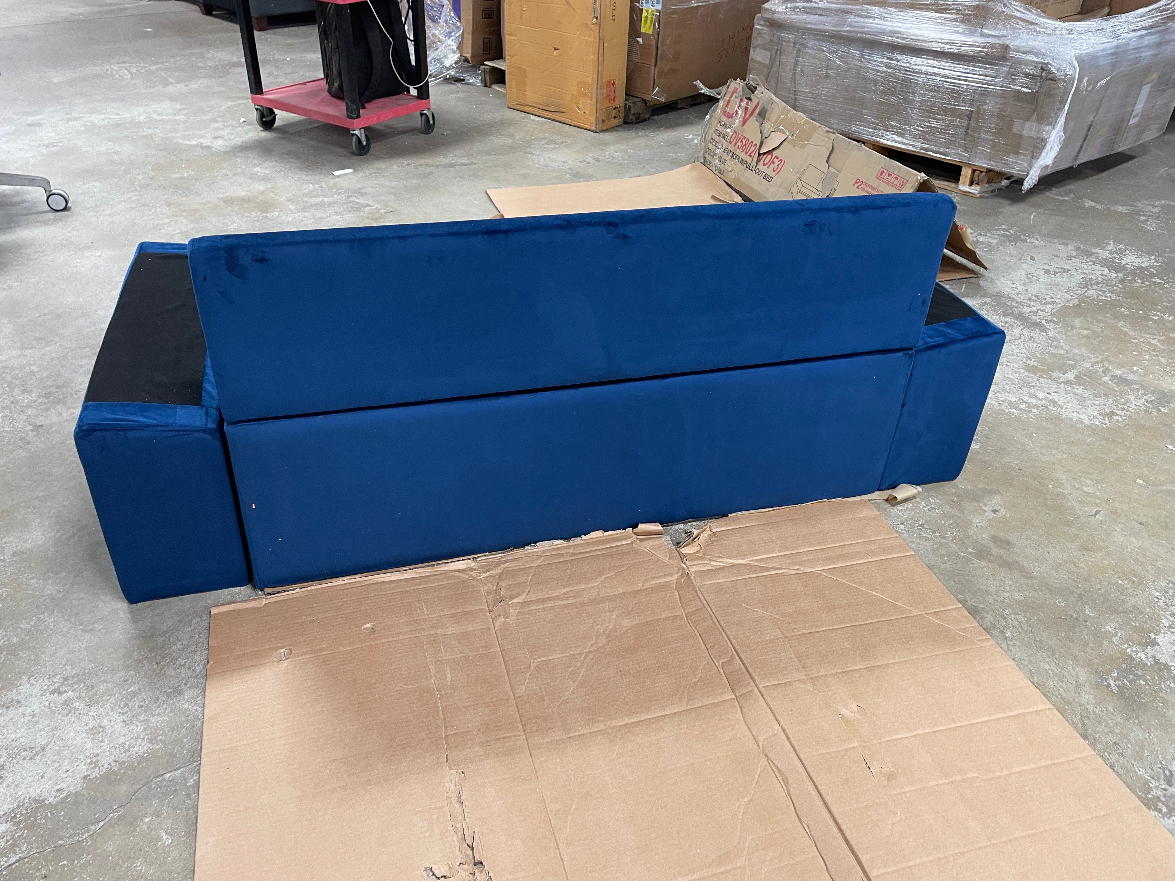 Blue Velvet Pull-out Partial Sofa