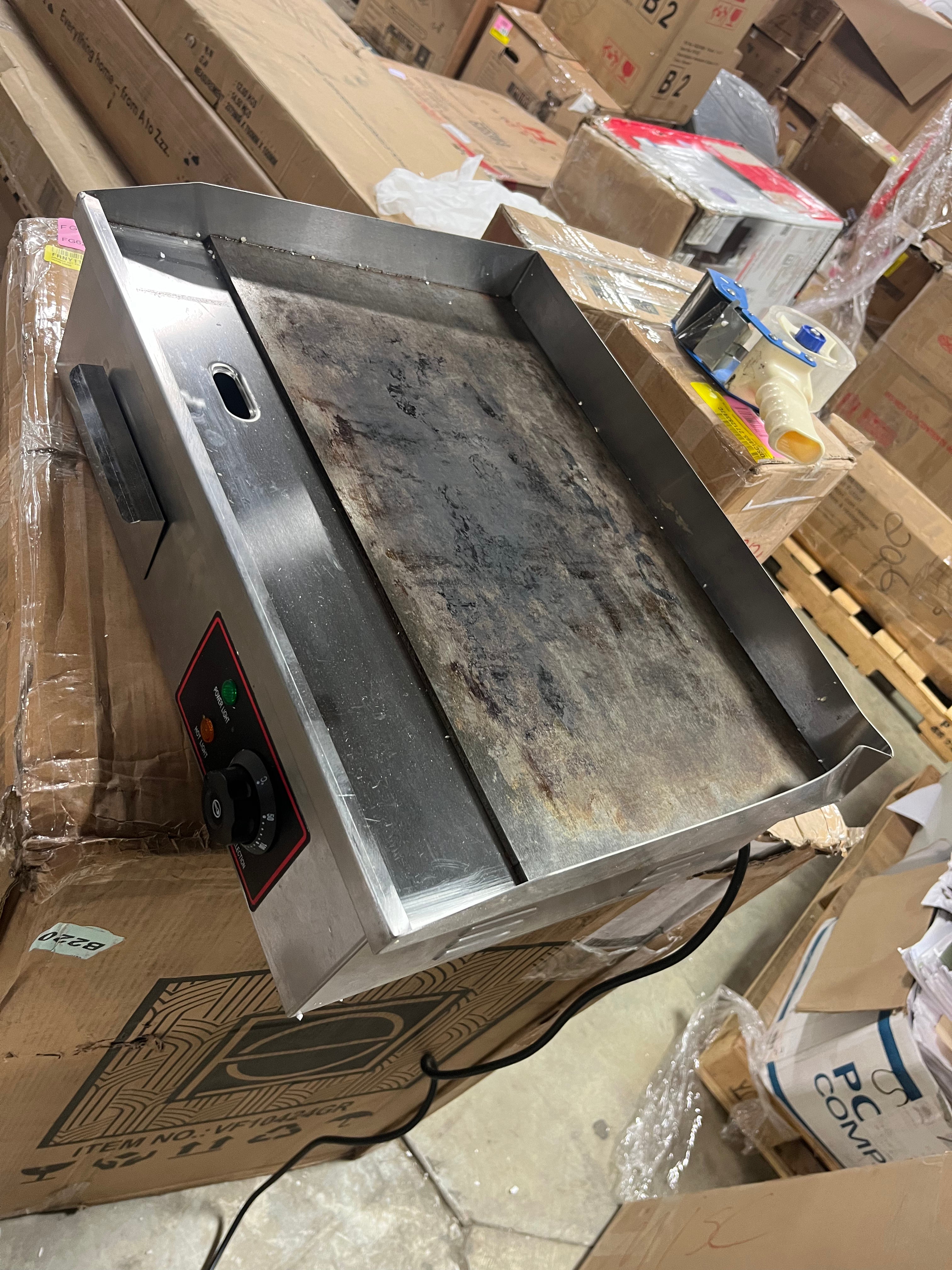 110V Commercial Electric Countertop Griddle Stainless Steel BBQ Flat Top Grill Hot Plate, Adjustable Thermostatic Control 122°F-572°F, Stainless Steel Restaurant Grill for Kitchen