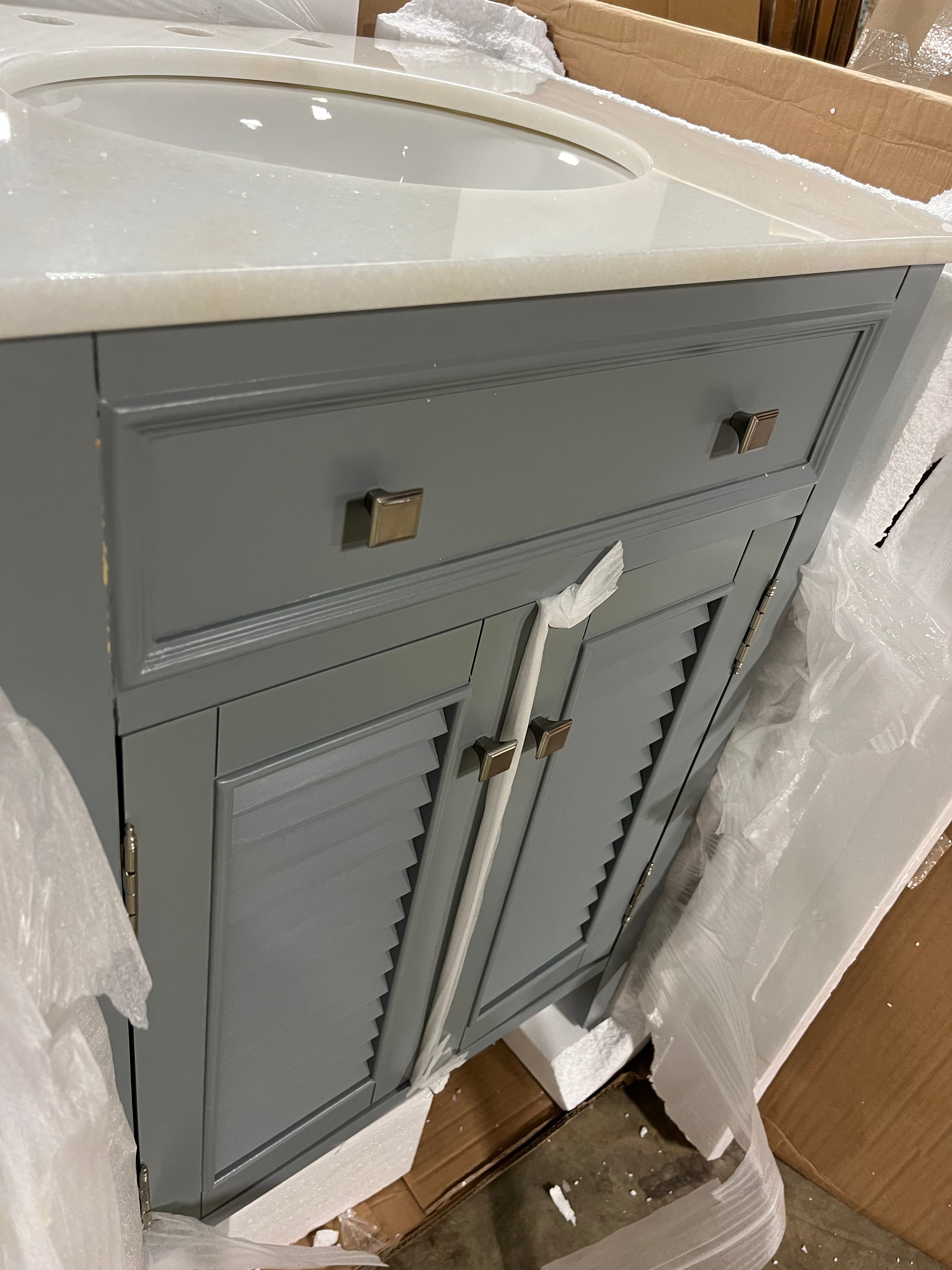 Adelbert Free Standing Single Bathroom Vanity with Marble Top Salvage