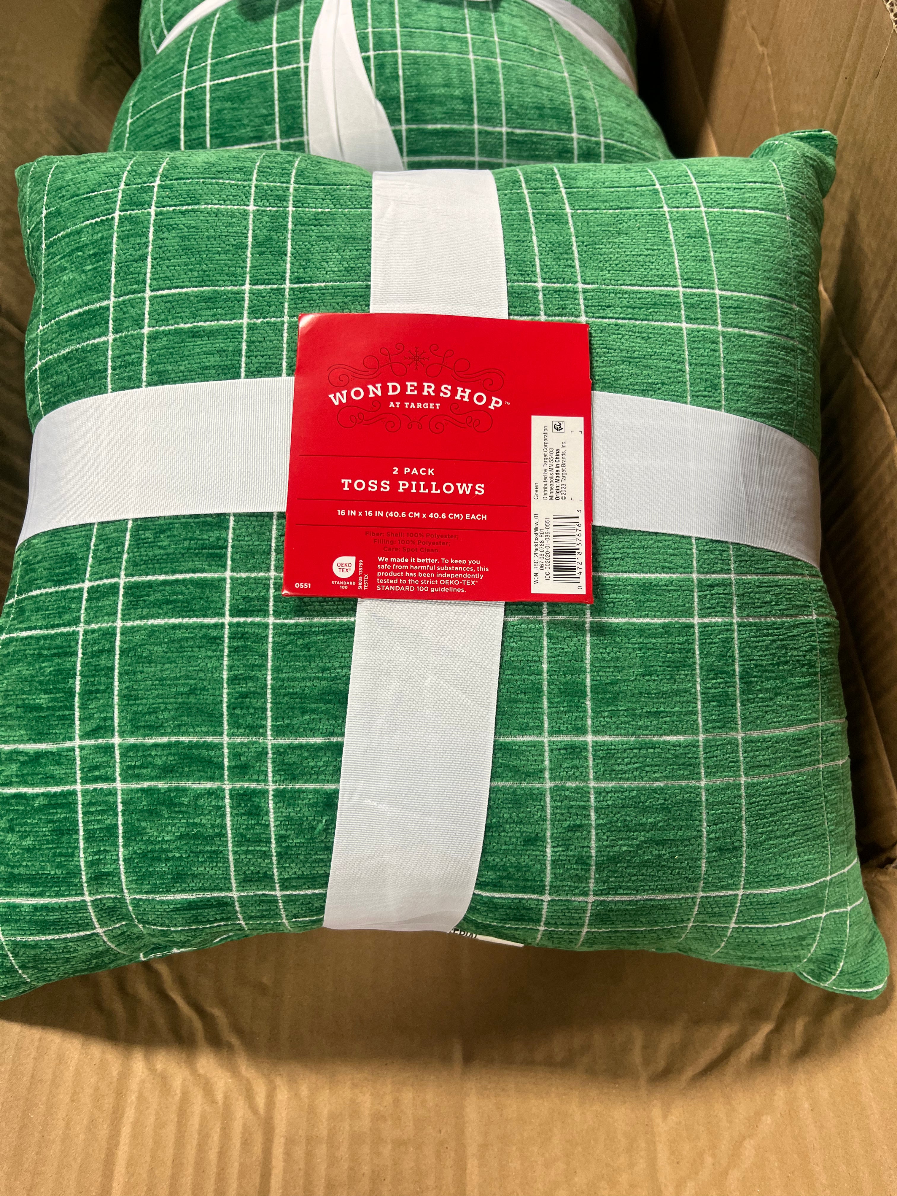 2 pack green stripe toss pillows