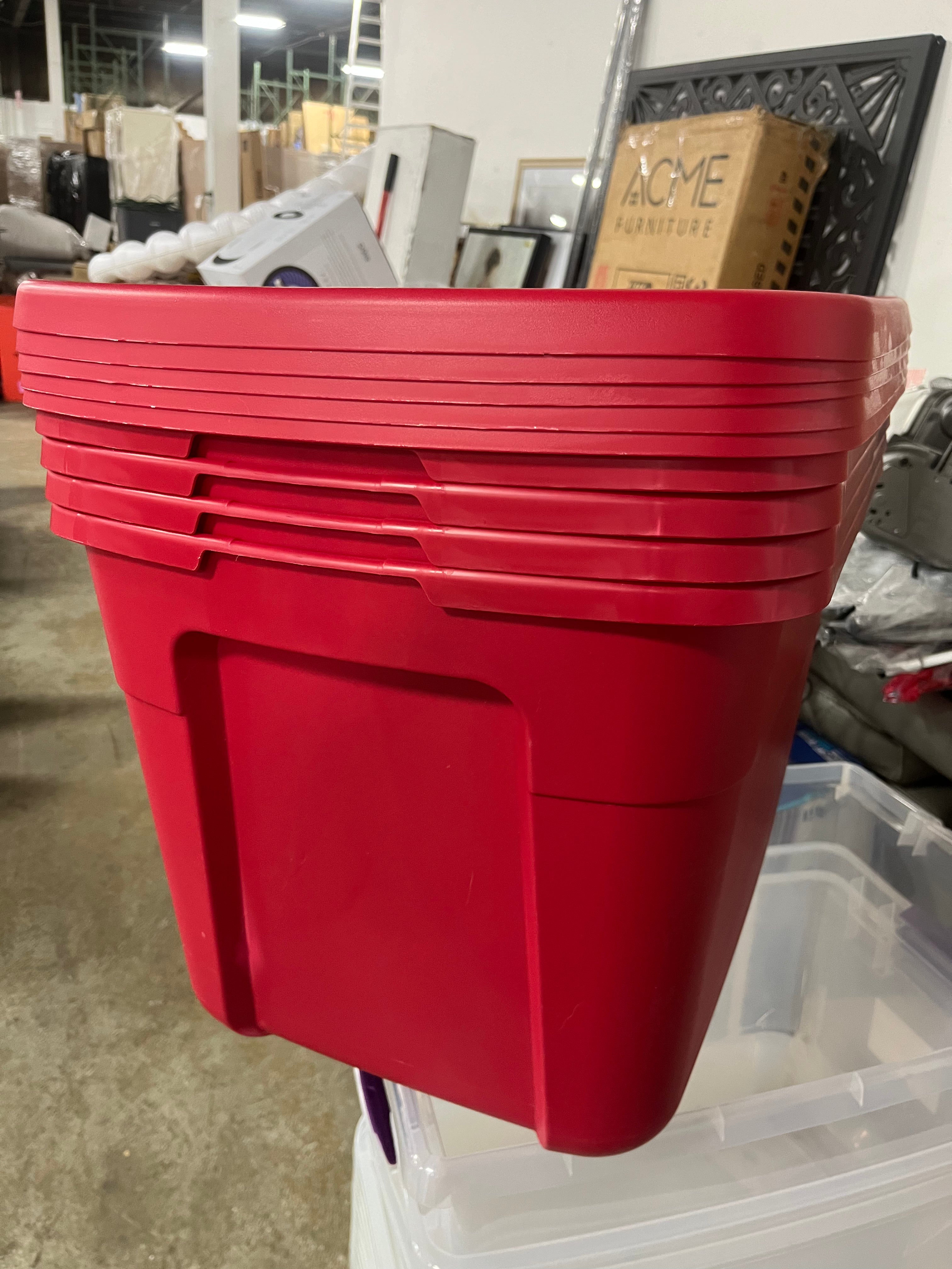 5 red stackable non latching totes