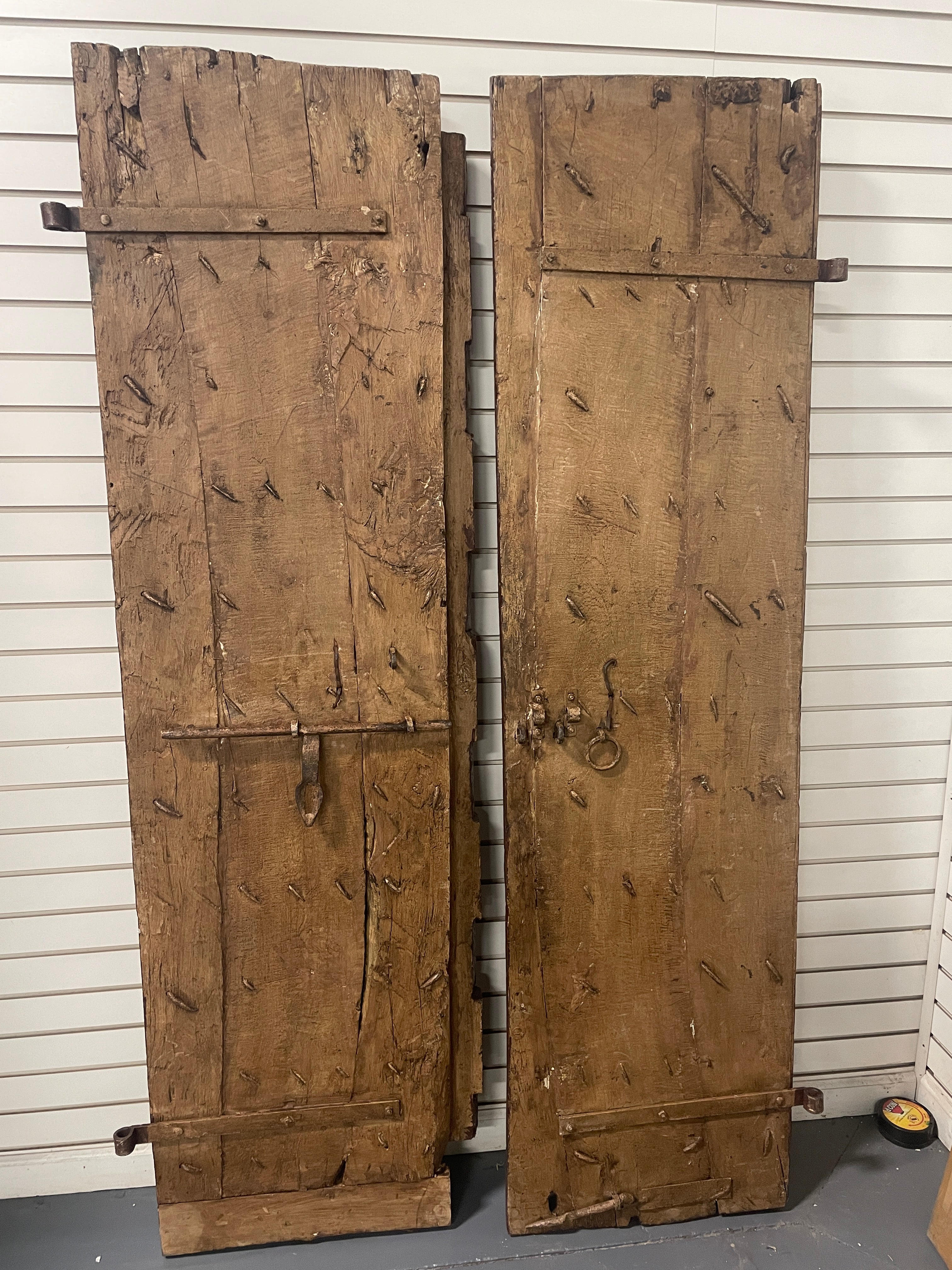 1800s Antique Teak Wood Carved Indian Door  (Set of 2)