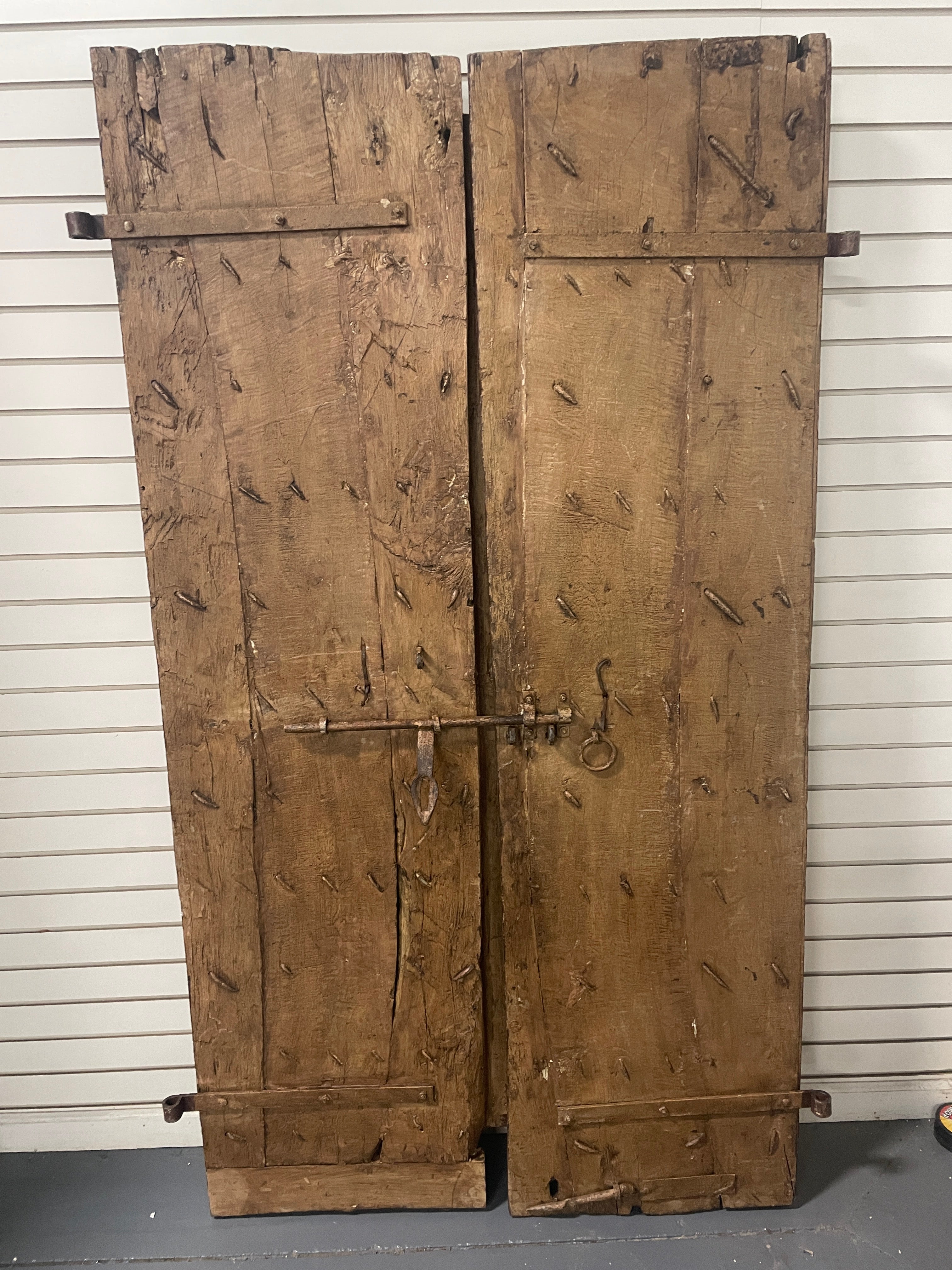 1800s Antique Teak Wood Carved Indian Door  (Set of 2)