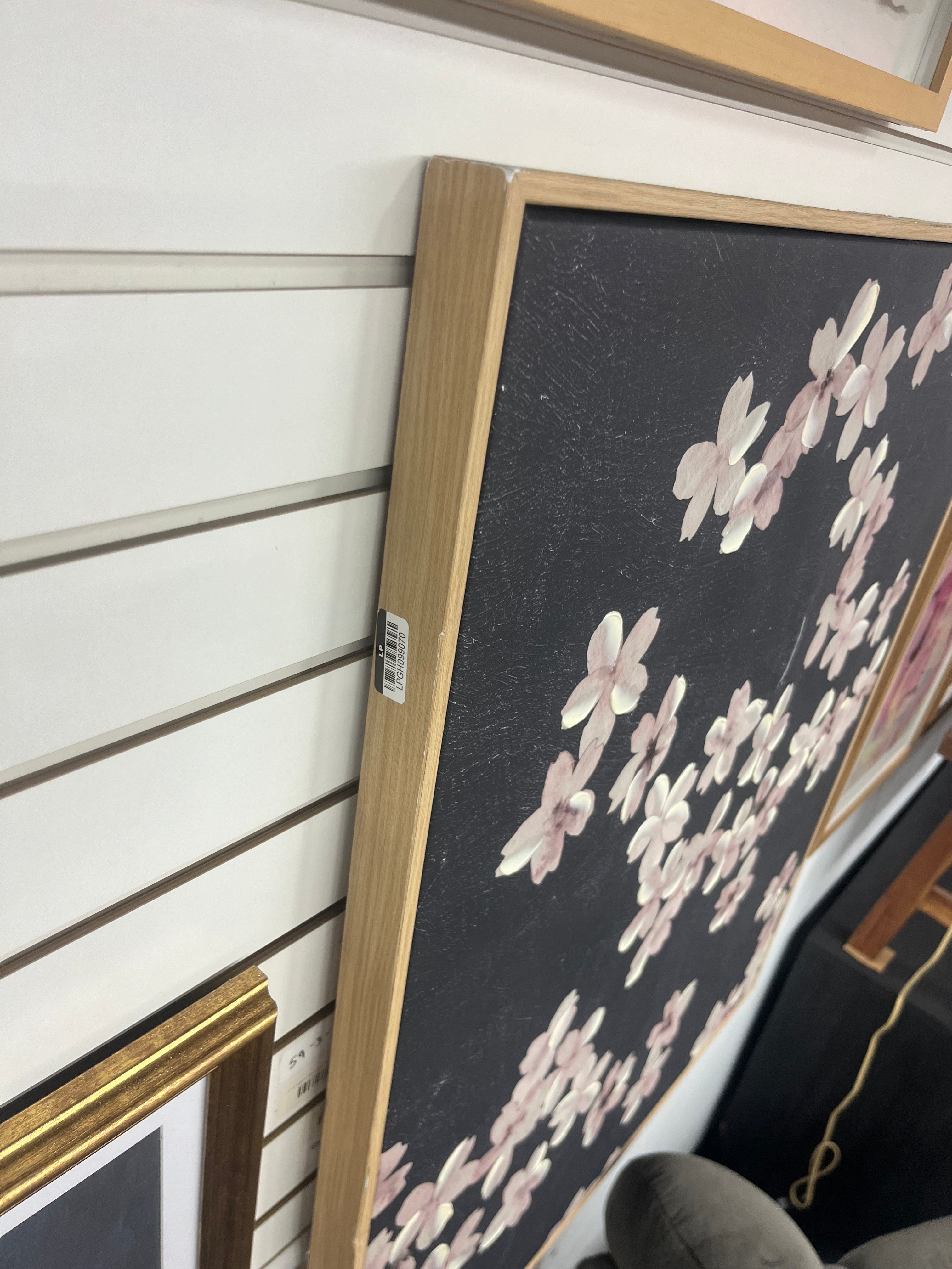 30x60 daisy floral framed canvas natural