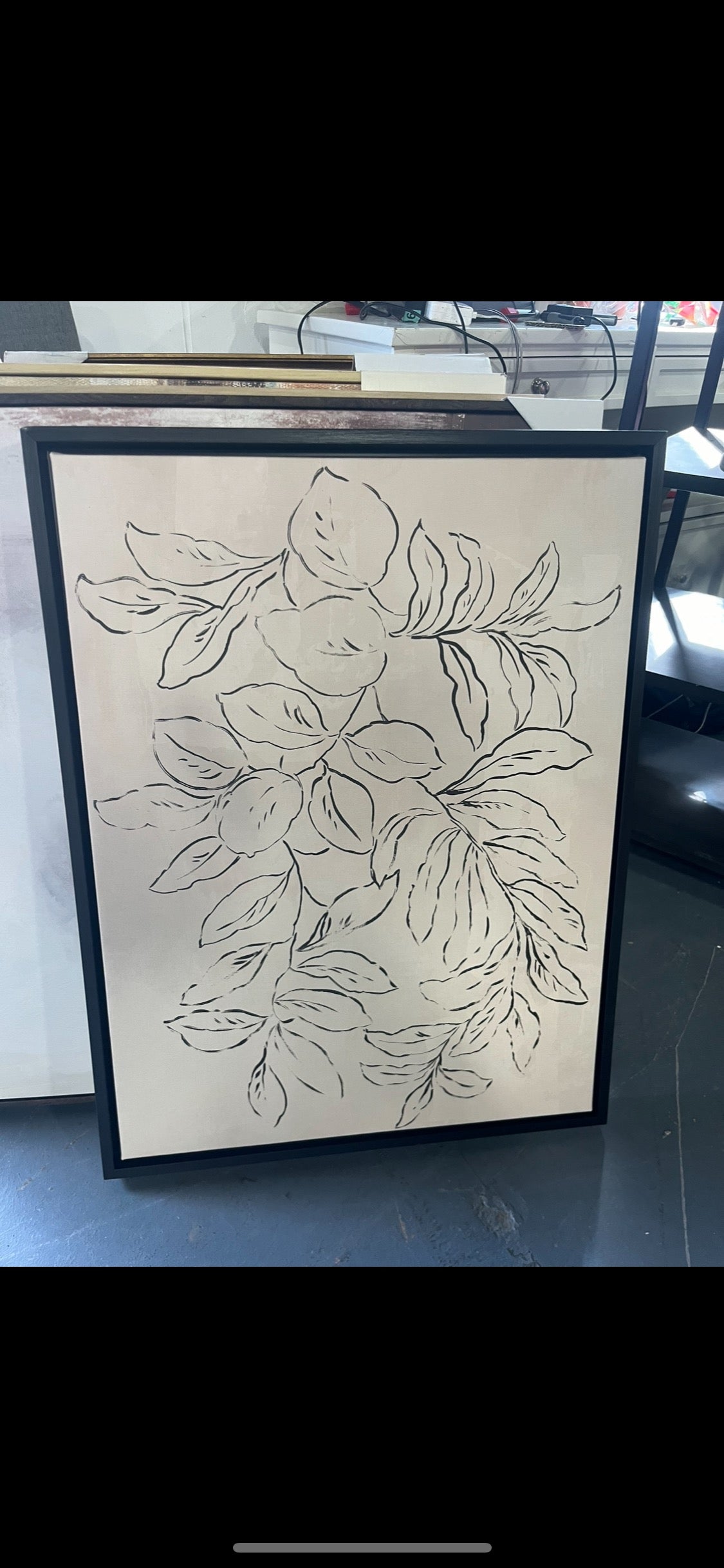 22" x 30" Outlined Leaves I by Asia Jensen Framed Canvas Wall Art Black