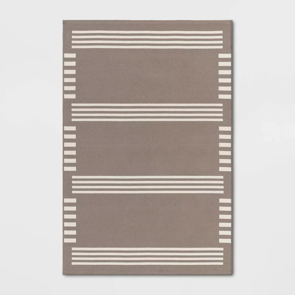 Block Striped Area Rug Tan 4'x5'6"