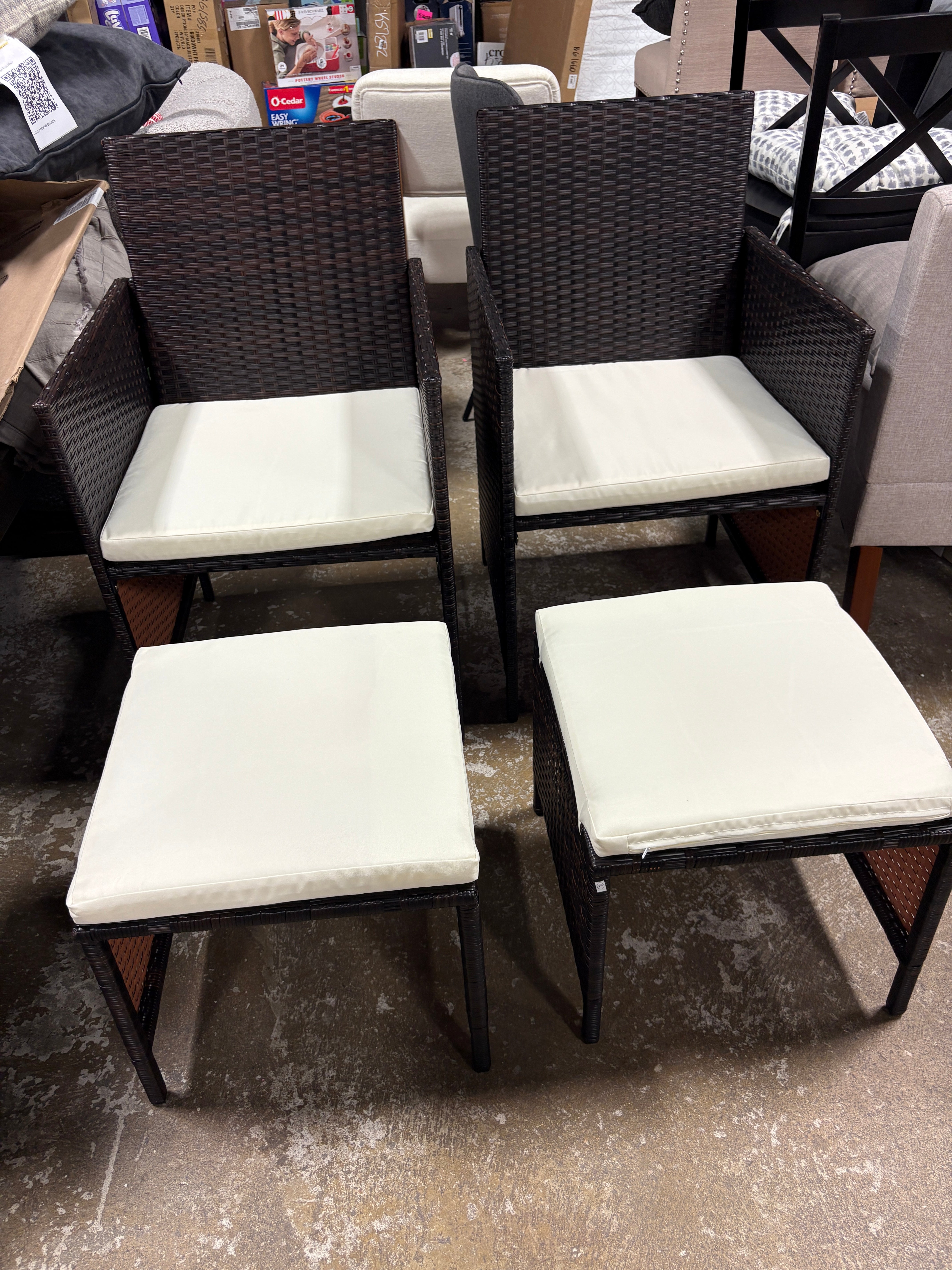 4 Piece Patio Chair and Stool Set Poly Rattan SHOWROOM ITEM