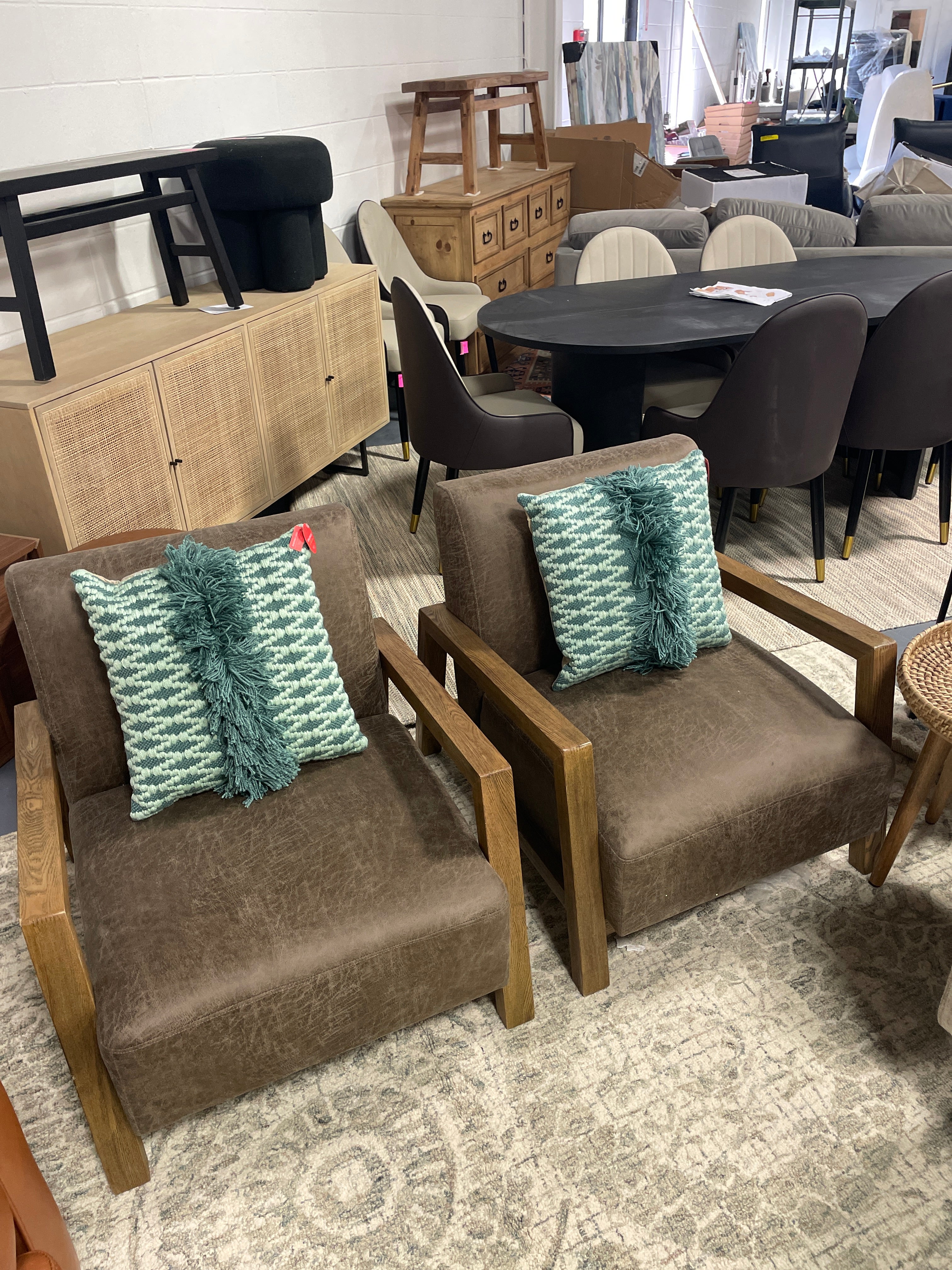 SET OF 2 Kaleo Low Profile Faux Leather Accent Chair SHOWROOM ONLY ITEM