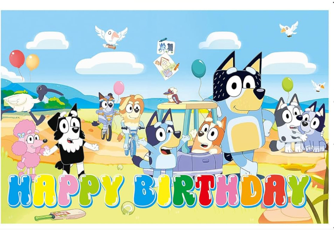 Happy Birthday Backdrop Bluey Party Decor