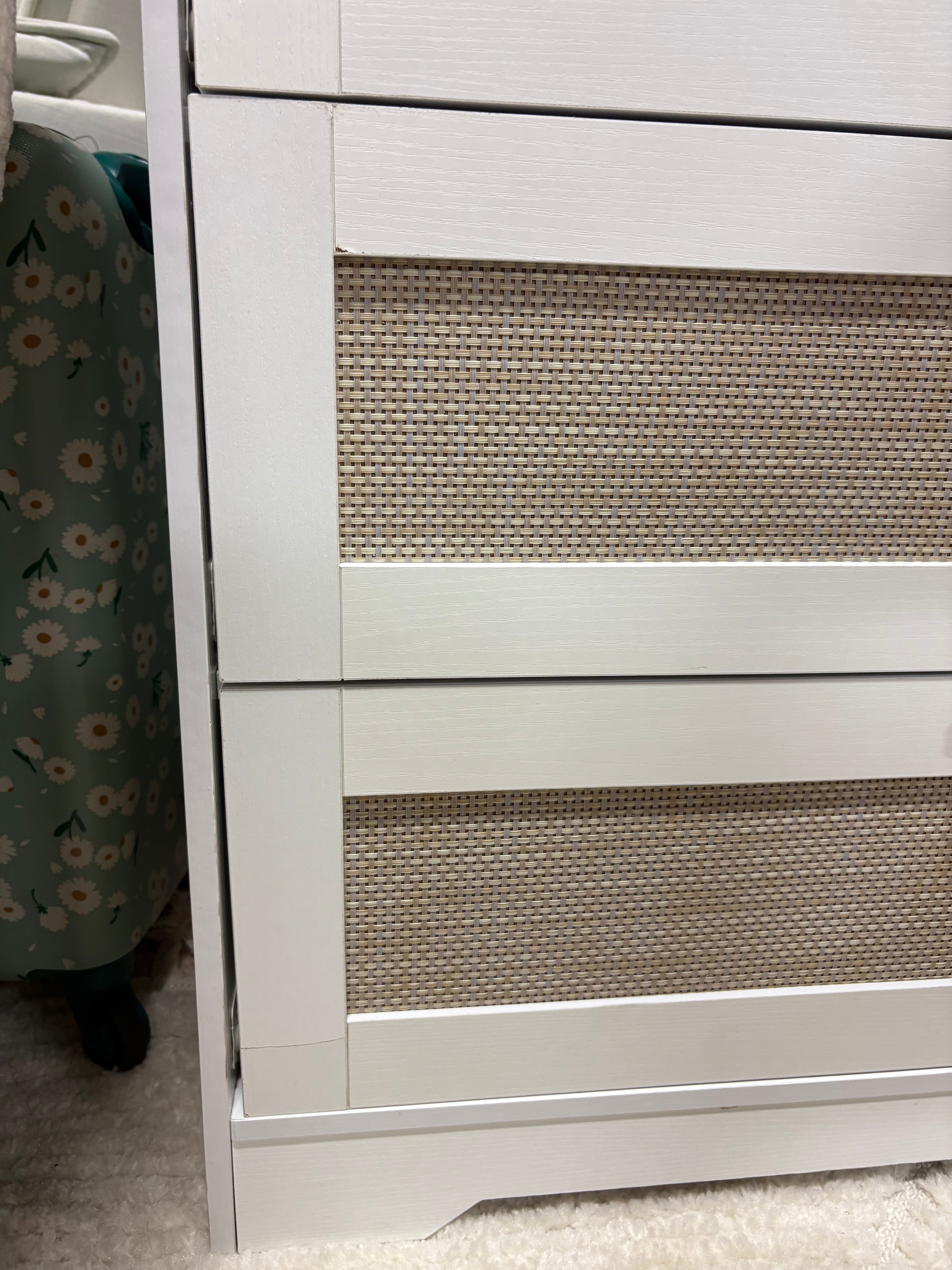 5 Drawer Rattan Dresser For Bedroom, 47.27” Tall Dresser With Power Outlets SHOWROOM ITEM