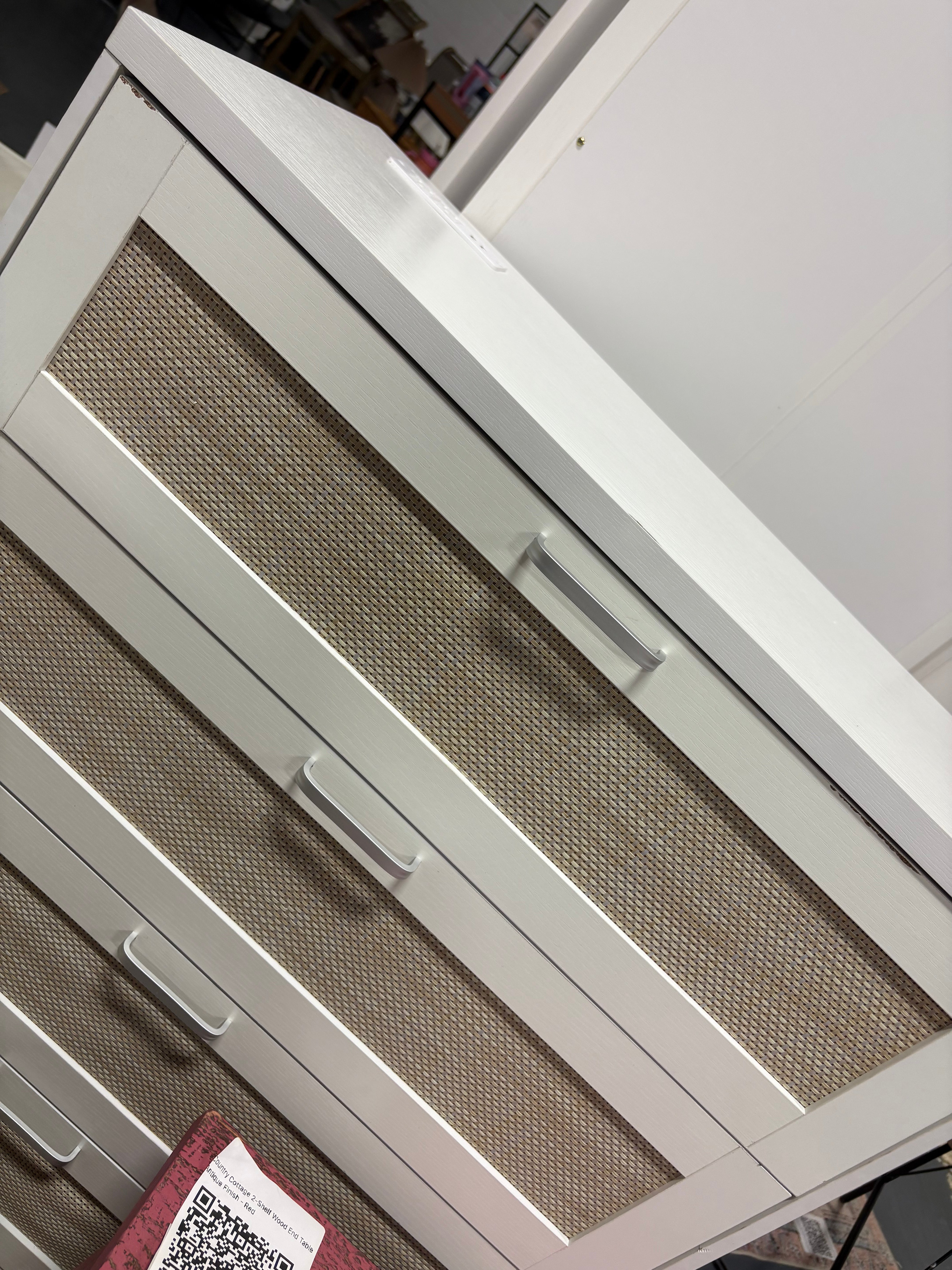 5 Drawer Rattan Dresser For Bedroom, 47.27” Tall Dresser With Power Outlets SHOWROOM ITEM