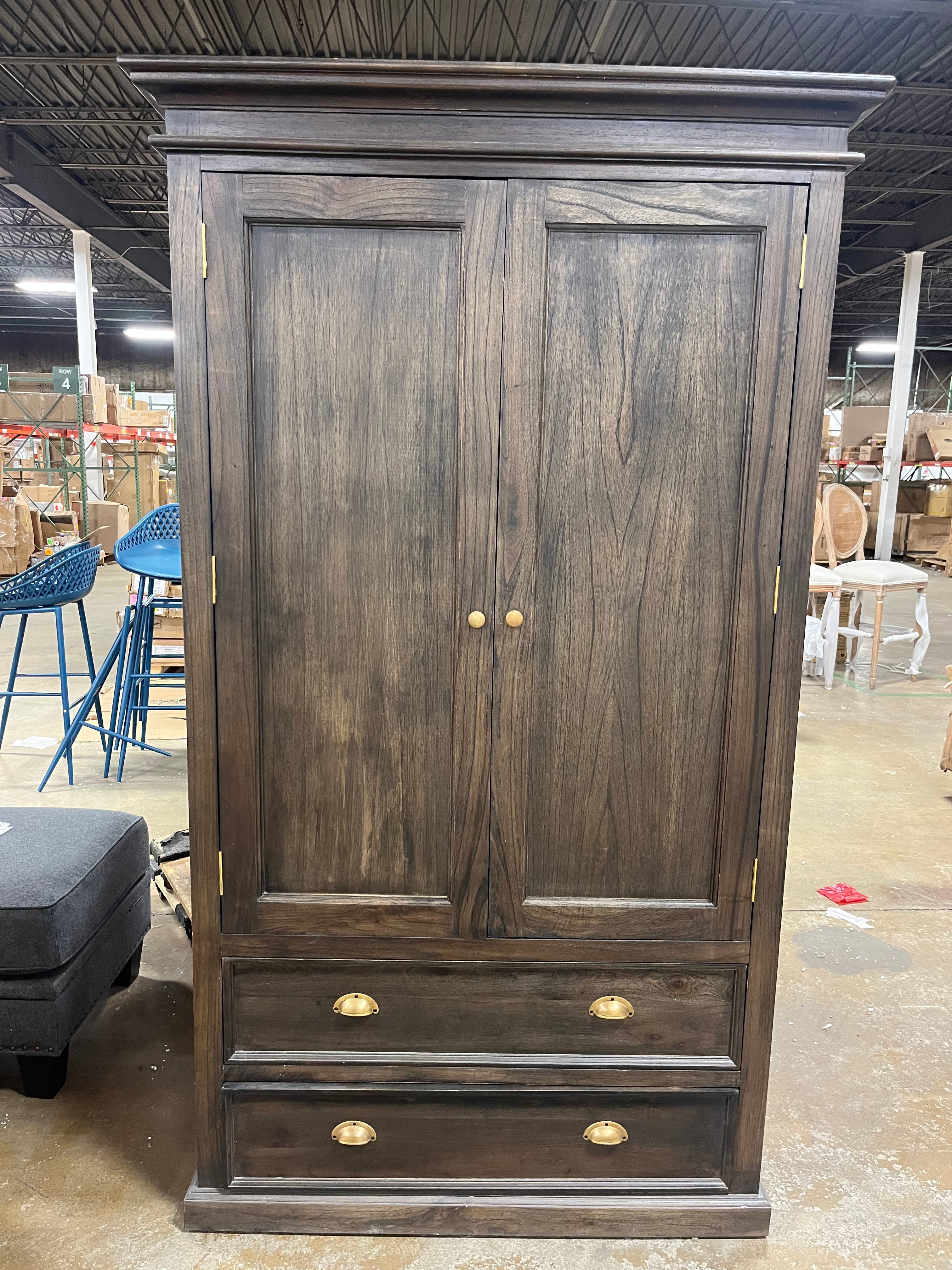 Solid Wood Wardrobe in Black Wash