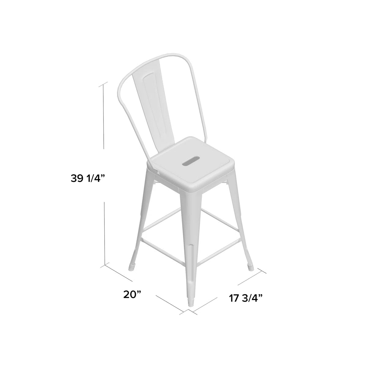 Metal Indoor-Outdoor Counter Height Stool with Back - Set of 2