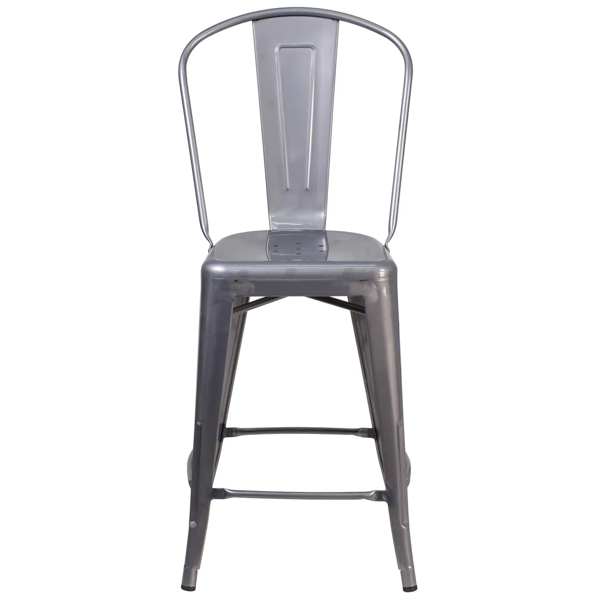 Metal Indoor-Outdoor Counter Height Stool with Back - Set of 2