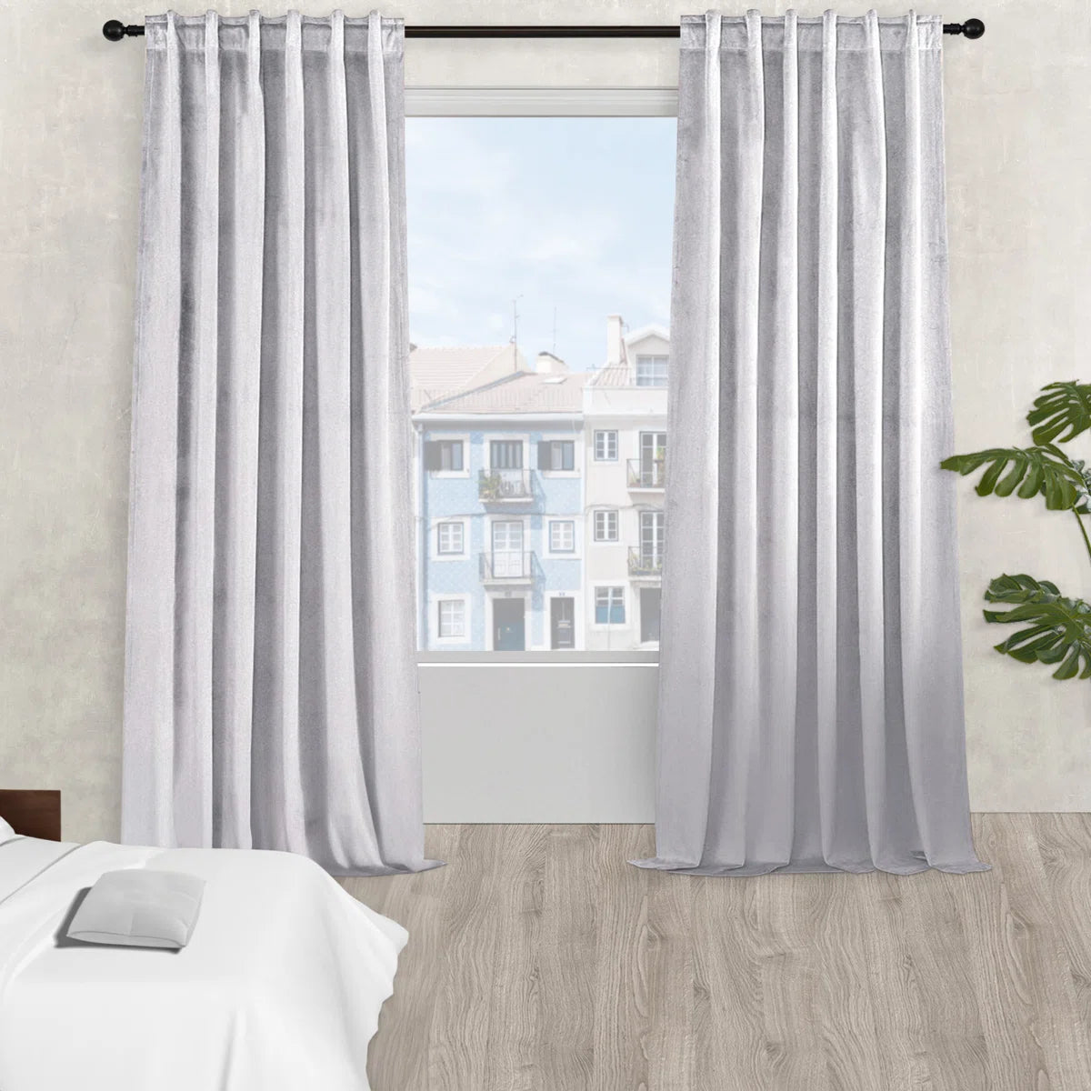 Ike Solid 70%-85% Blackout Rod Pocket Back Curtain Panels (Set of 2)