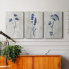 Indigo Botanical I Framed On Canvas 3 Pieces Print