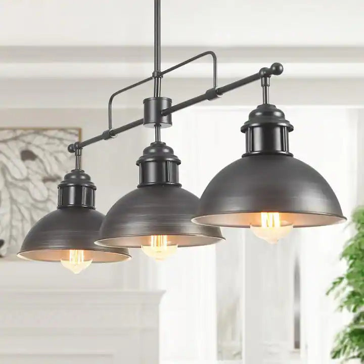 Industrial 3-Light Dome Kitchen Island Pendant