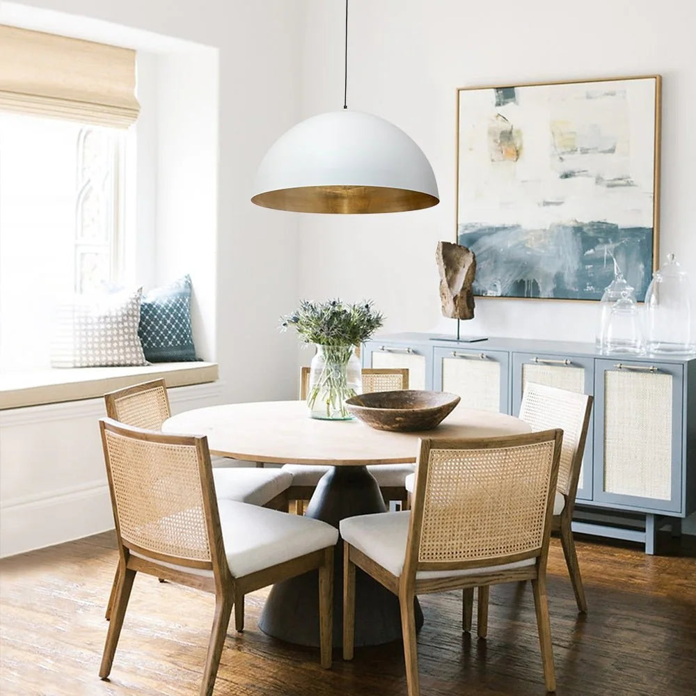 Industrial Oversized Metal Dome Pendant Light - Modern Farmhouse - Whi ...