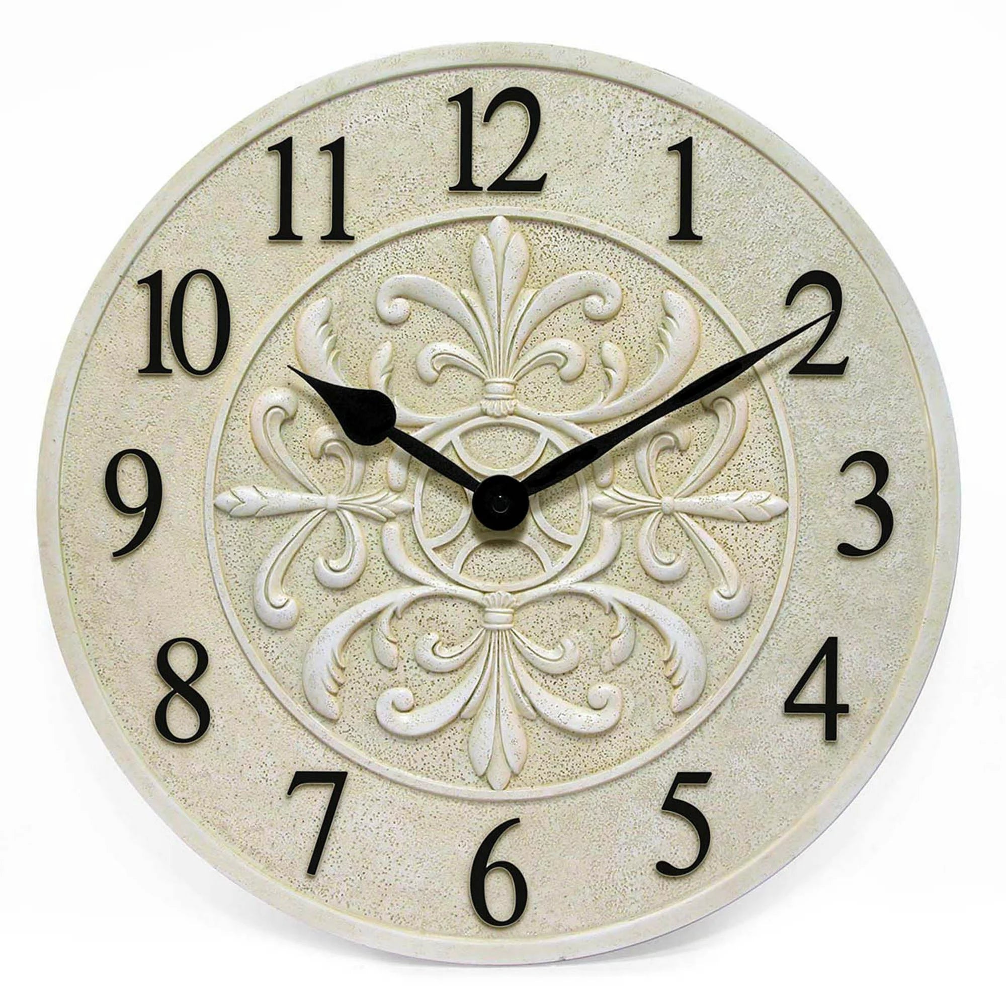 Blanc Fleur Weathered Off-White Outdoor 15-inch Analog Wall Clock