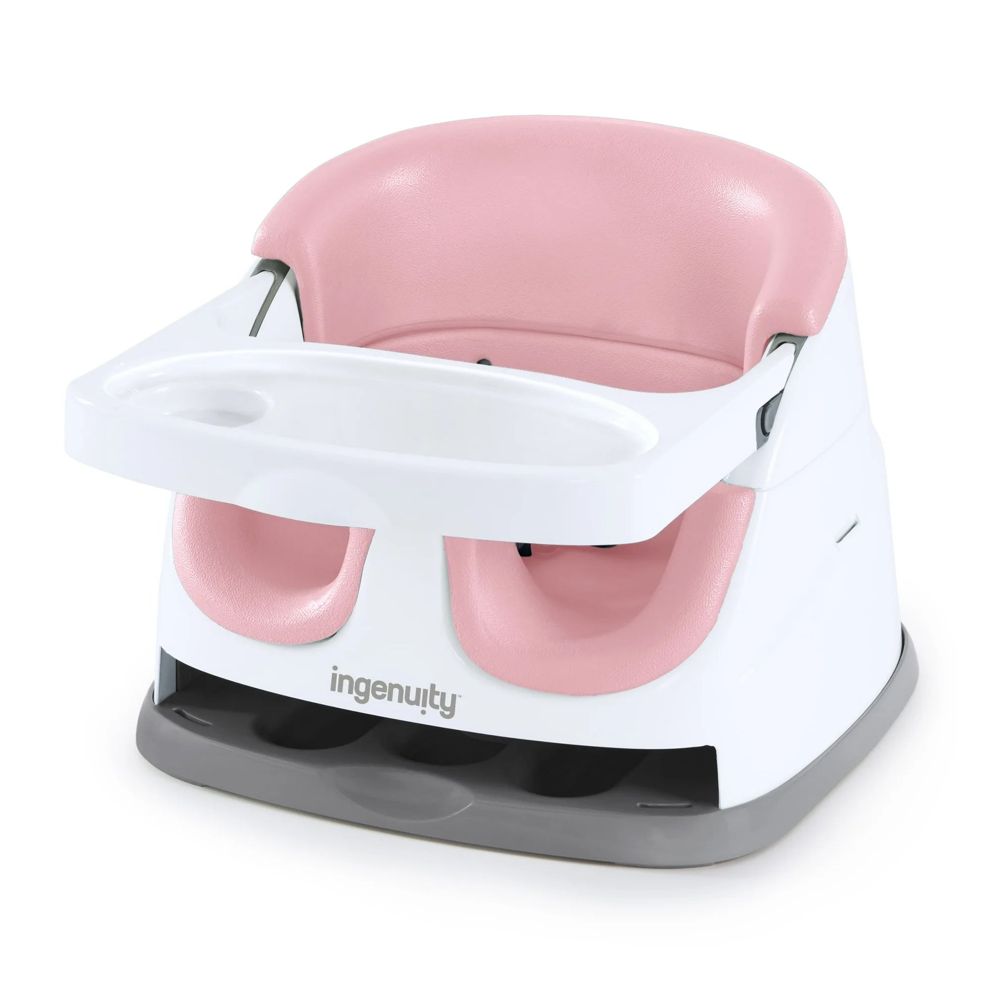 Baby Base 2-in-1 Booster Feeding High Chair and Floor Seat with Self-Storing Tray - Peony