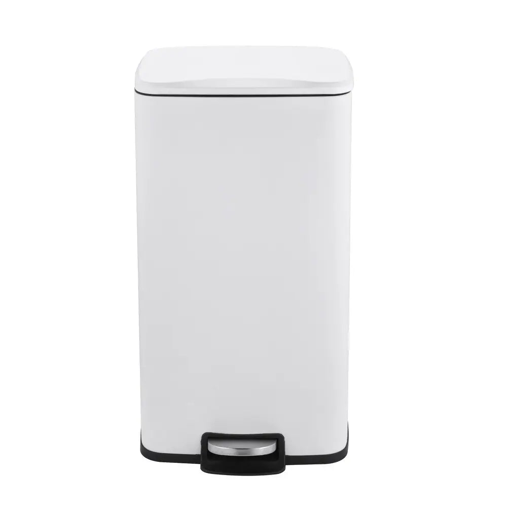 Rectangular Matt White step-on Trash Can for kitchen - White