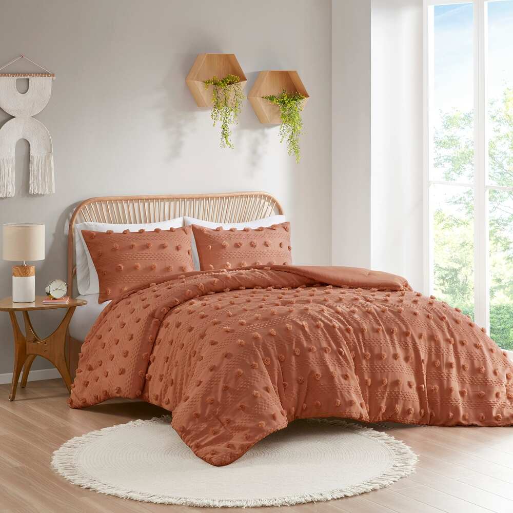 Vera Clip Jacquard Comforter Set - Rust - Twin