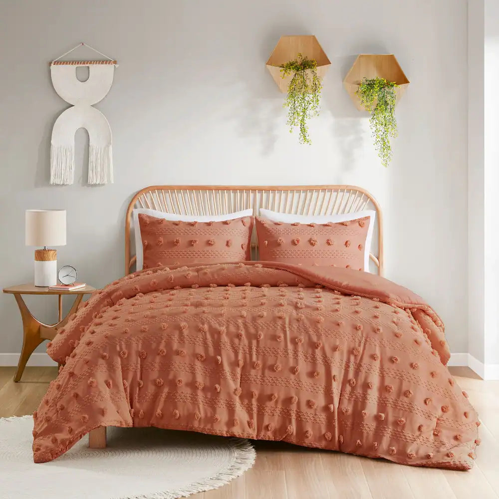 Vera Clip Jacquard Comforter Set - Rust - Twin
