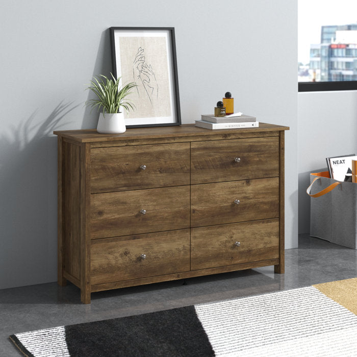 Knotty Oak Isenbert 6 Drawer Standard Dresser