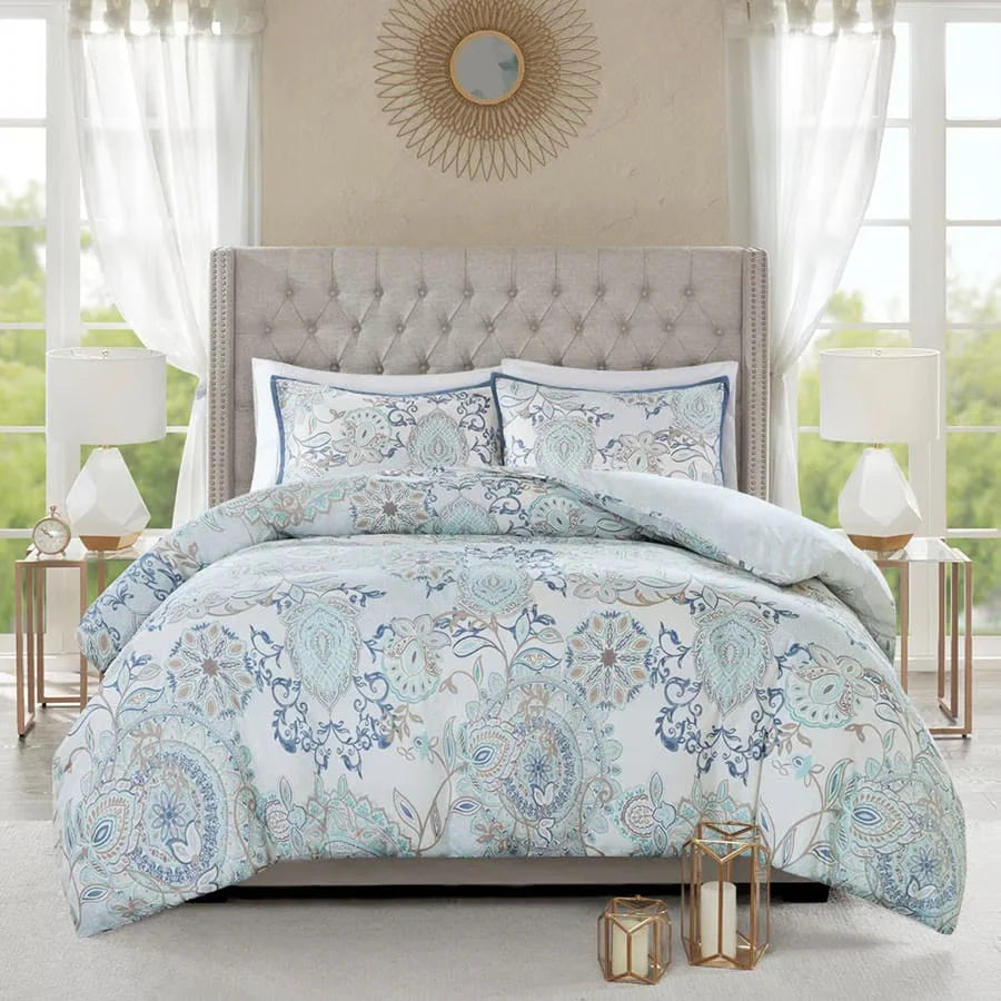 Isla Blue 3 Piece Duvet Cover Set Queen