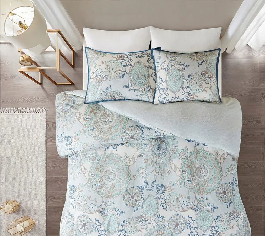 Isla Blue 3 Piece Duvet Cover Set Queen