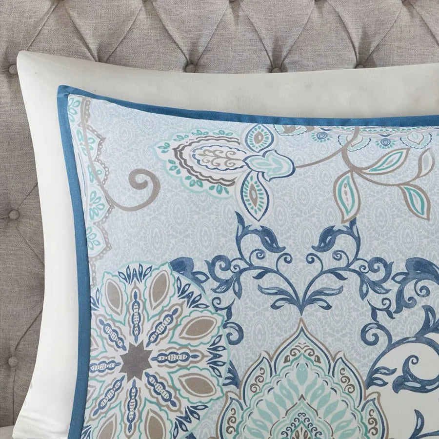 Isla Blue 3 Piece Duvet Cover Set Queen