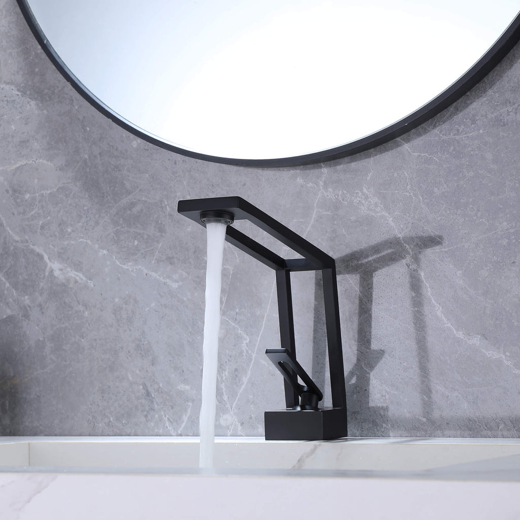 Contemporary Creative Design Bathroom Faucet Matte Black Lavatory Vanity Mixer Tap