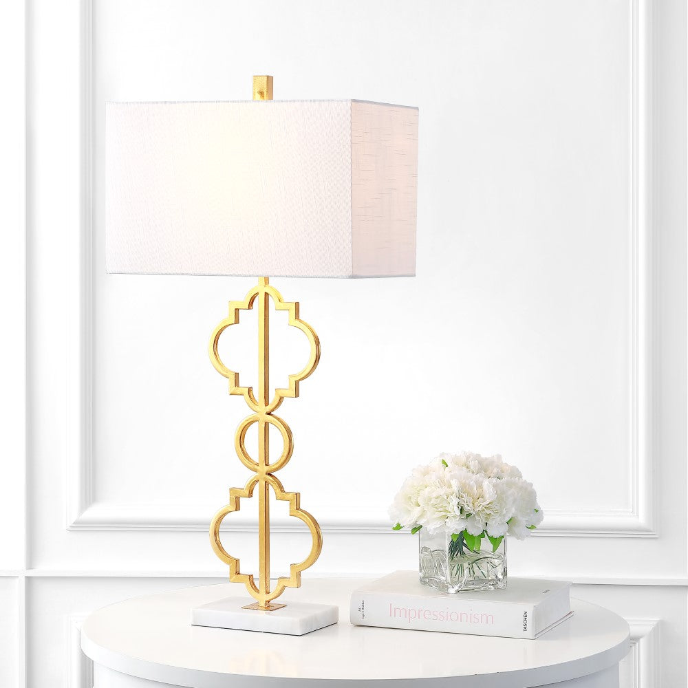 Selina 32" Iron Ogee Trellis LED Table Lamp