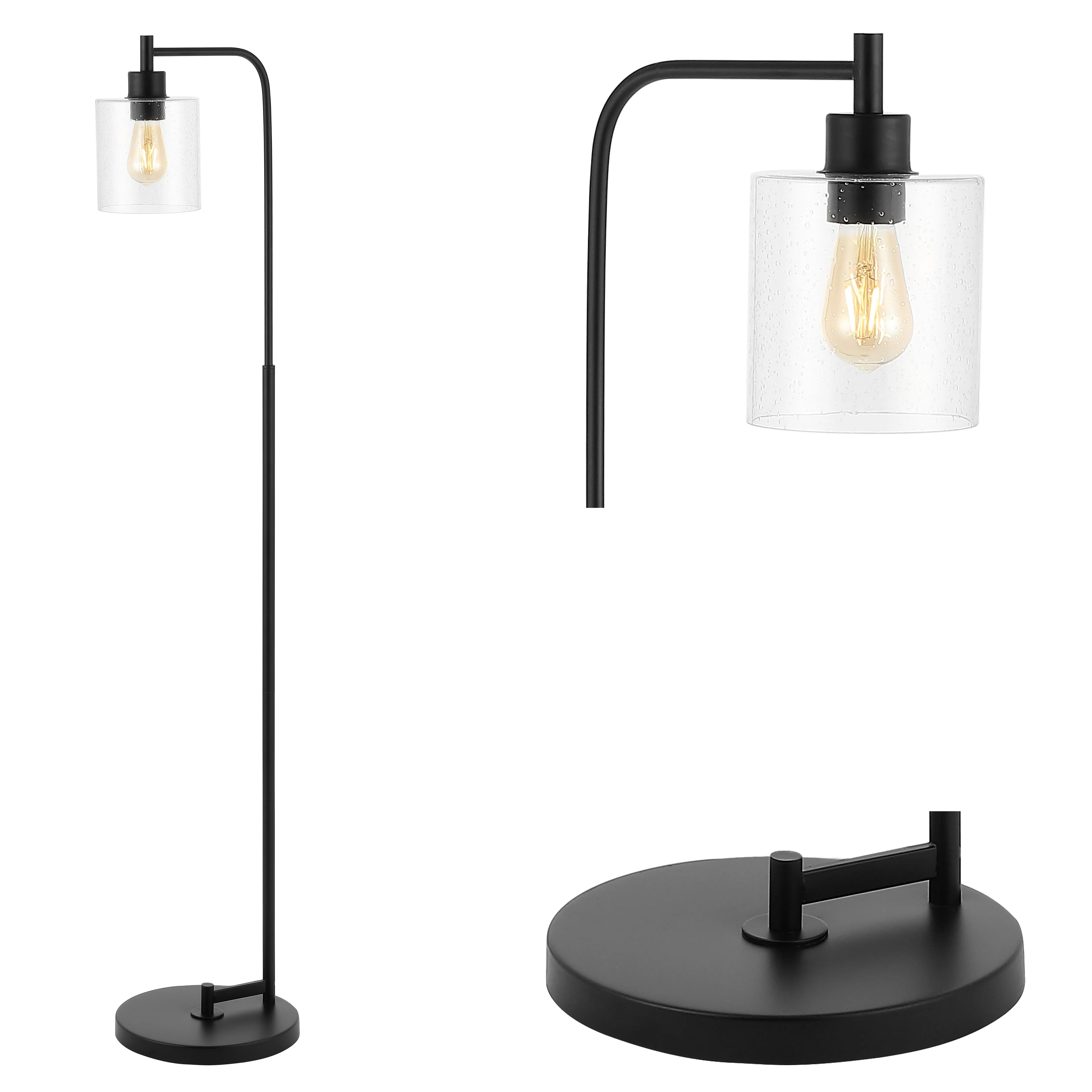 AXEL MODERN Iron/Seeded Glass Farmhouse Industrial LED Floor Lamp