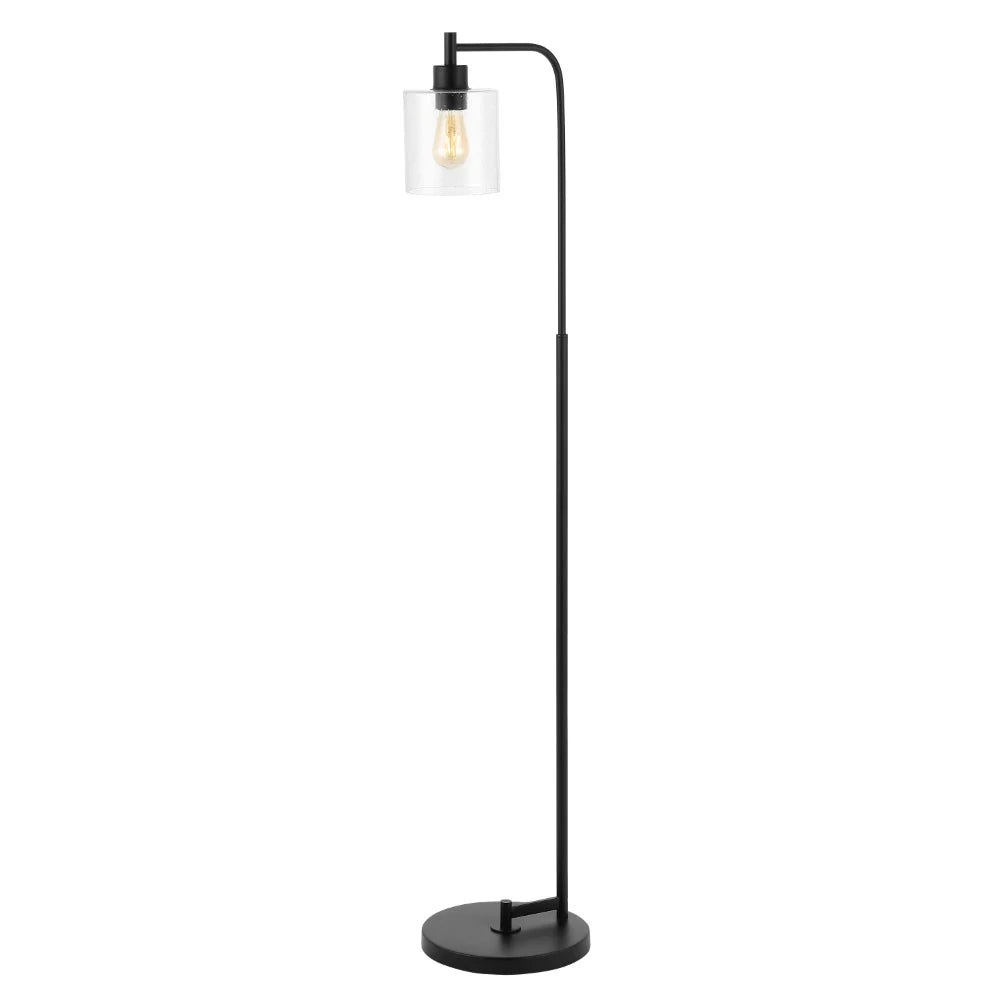 AXEL MODERN Iron/Seeded Glass Farmhouse Industrial LED Floor Lamp