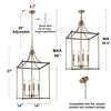 4 - Light Lantern Rectangle Cage Kitchen Island Pendant Light Foyer