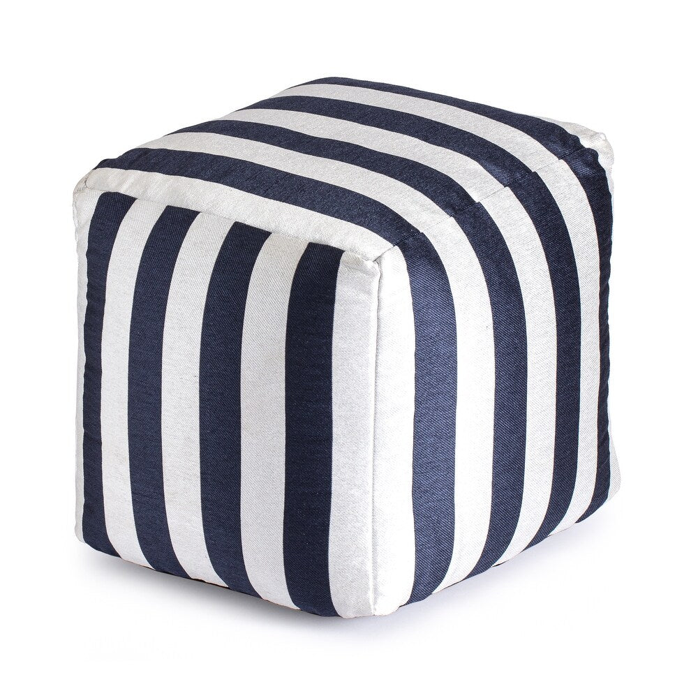 Cape May Indoor/Outdoor Square Pouf Ottoman - Blue