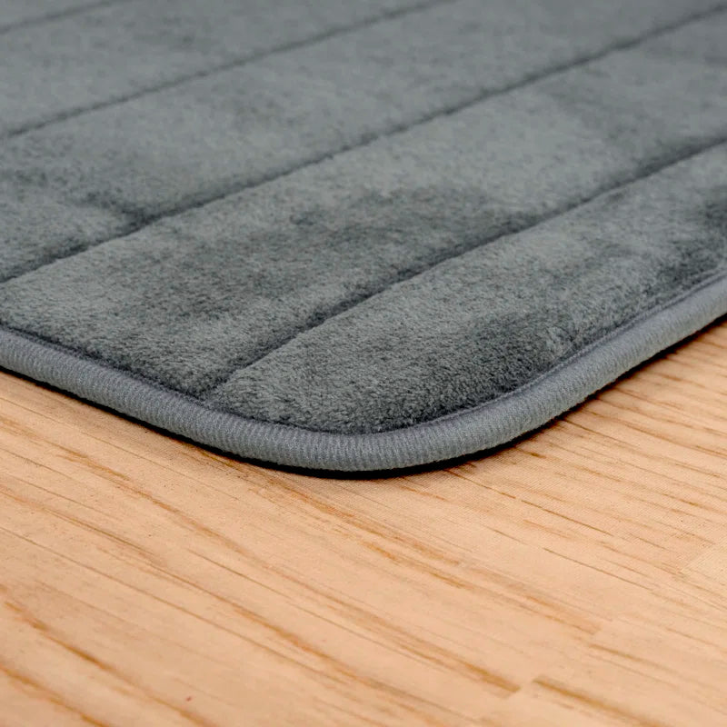 Jaynne Oversized Bathroom Rug-Memory Foam Bath Mat in Textured Stripes- Extra Long Non-Slip