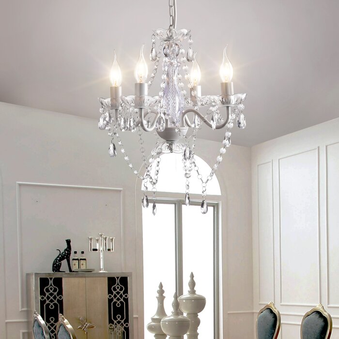 White Jenifry 4 - Light Dimmable Empire Chandelier