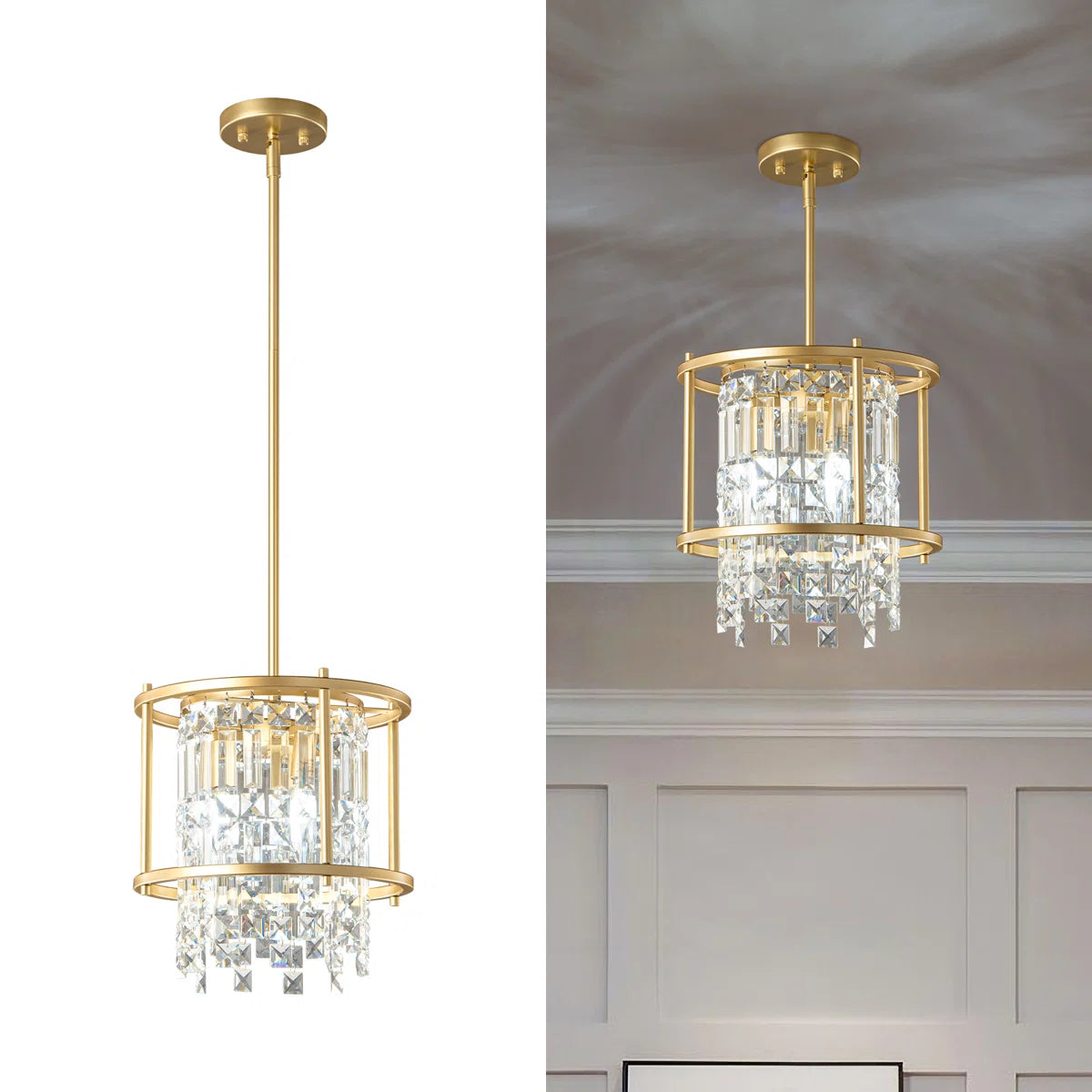 1 - Pack Pendant Lights Kitchen Island Crystal Semi Flush Mount Ceiling