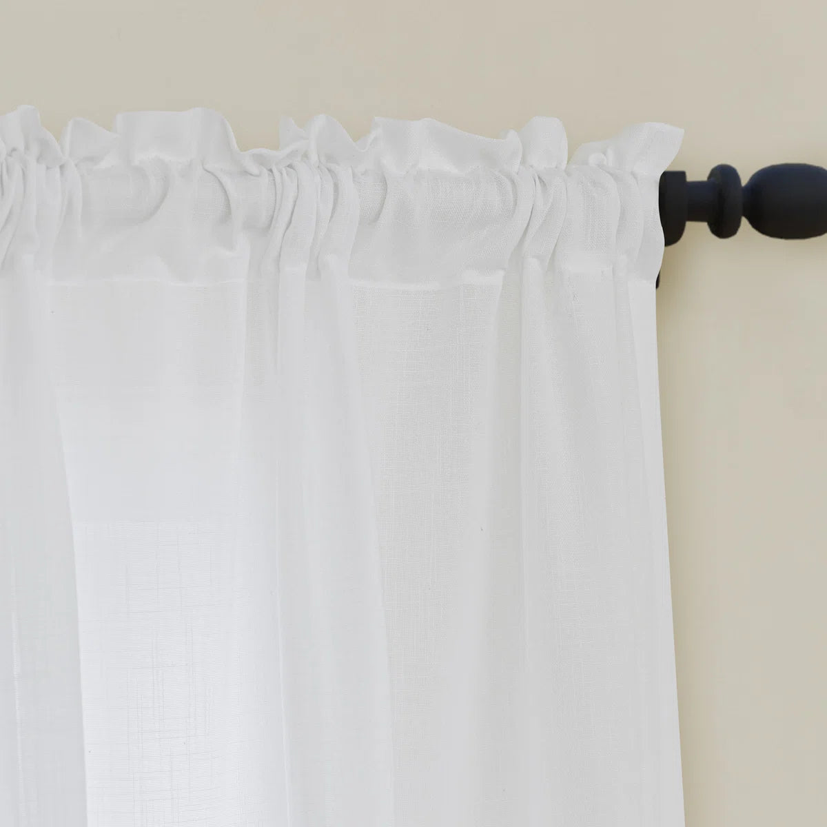 Jep Linen Blended Semi Sheer Rod Pocket Curtain Pair (Set of 2)