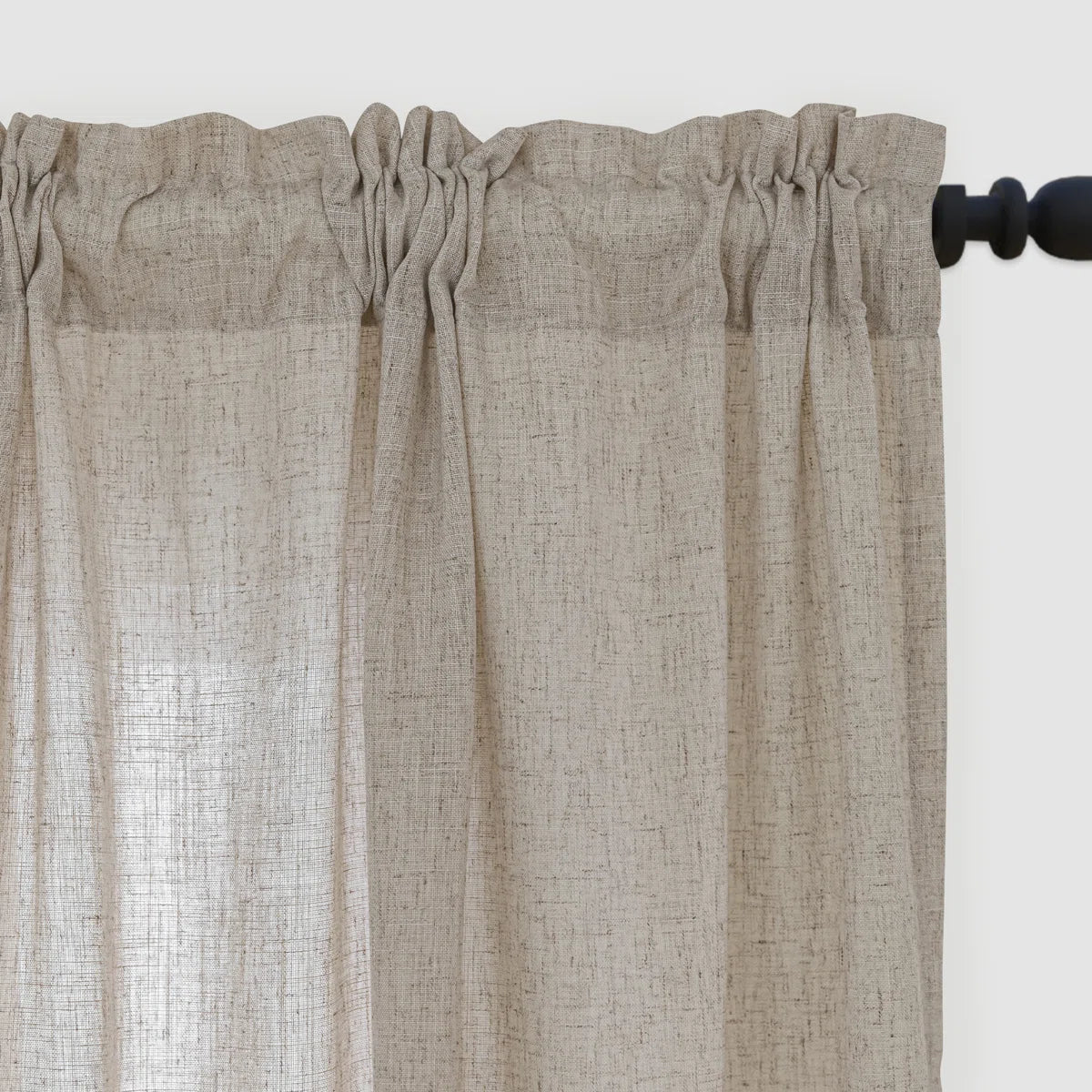 Jep Linen Blended Semi Sheer Rod Pocket Curtain Pair Set of 2