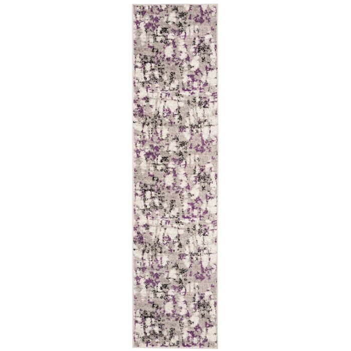 Jeter Performance Gray/Purple Rug,  2' x 10' runner