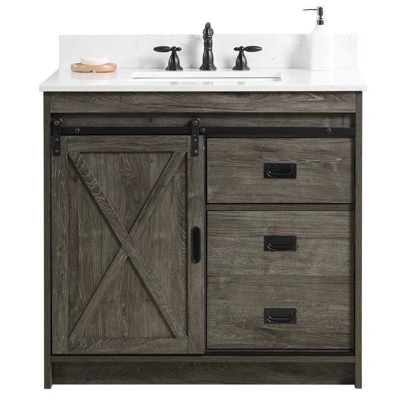 Jillian 36'' Single Bathroom Vanity with Engineered Stone Top SHOWROOM ITEM ONLY