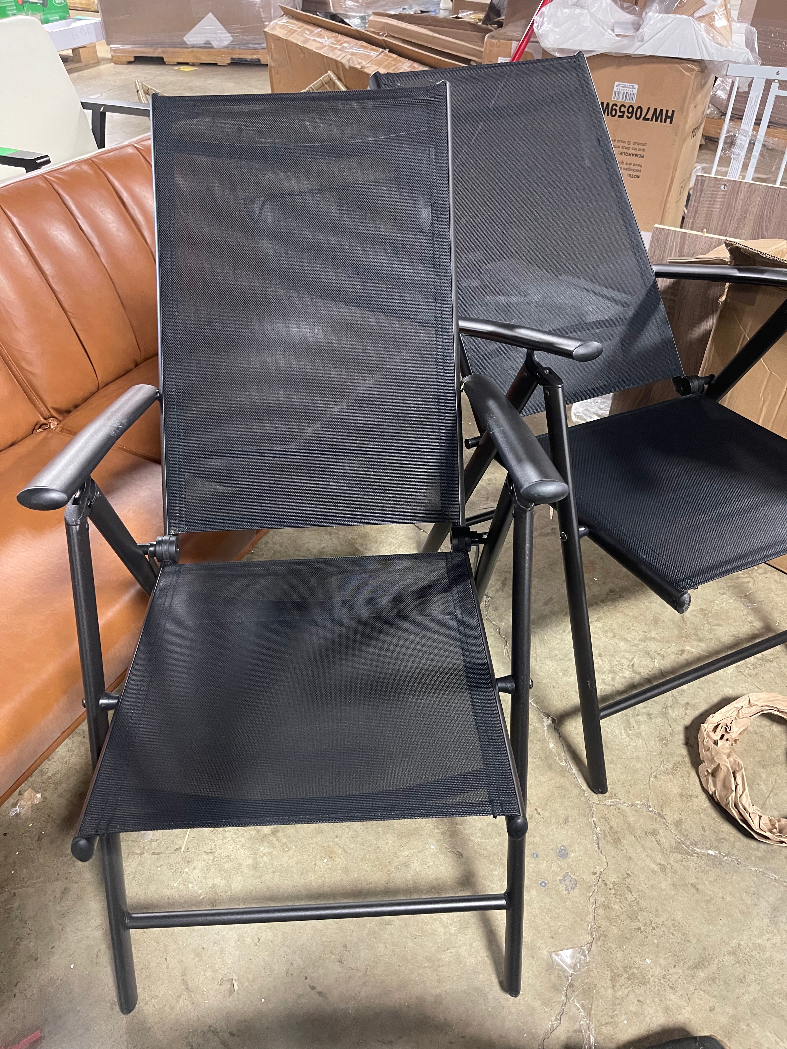 2 Pack Folding Dining Chairs Adjustable Reclining Back Chairs Suitable for Outdoor & Indoor Gray