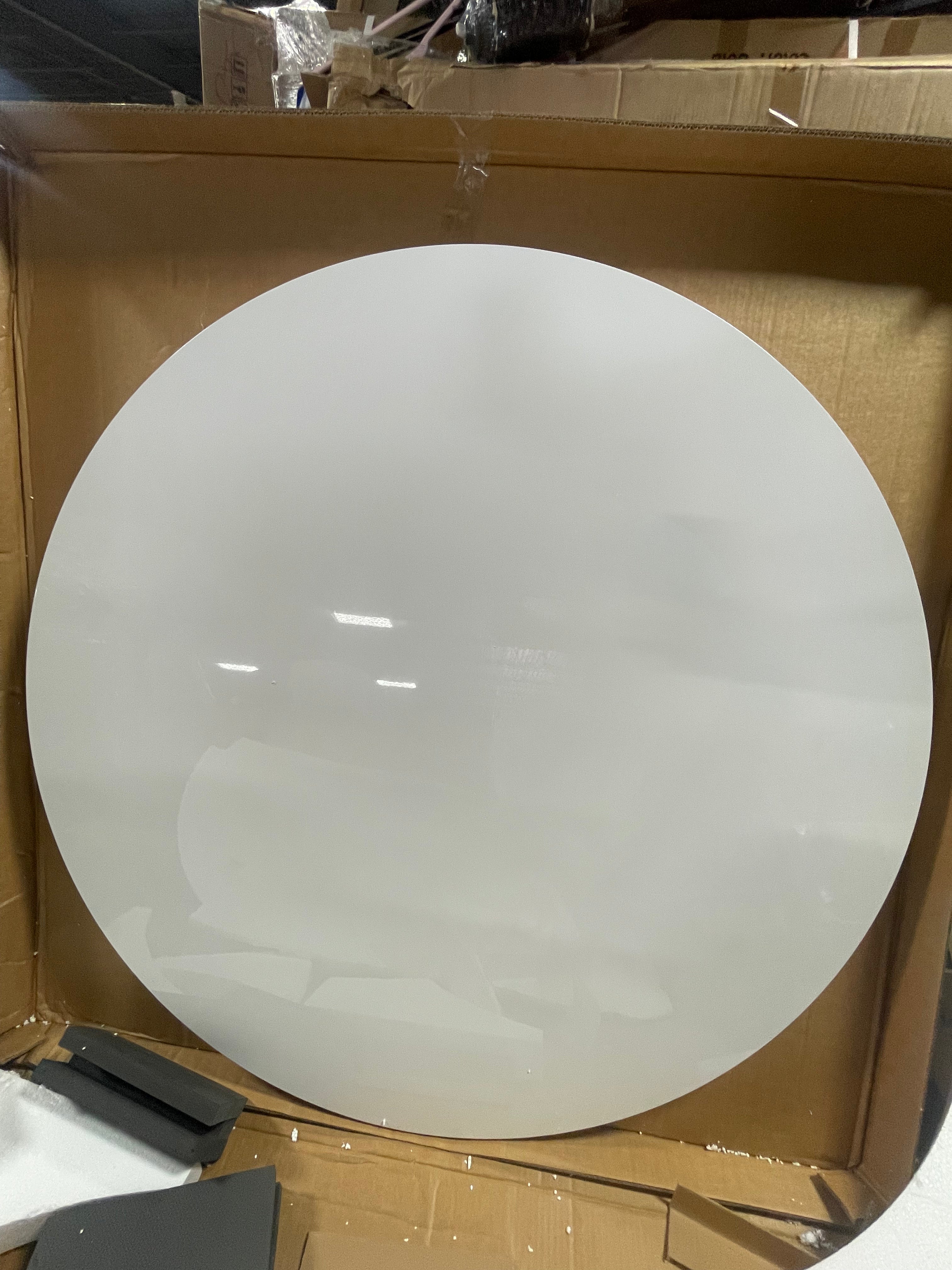 46" Grain Paper Round Top Pedestal Dining Table Natural base, White top 2 boxes