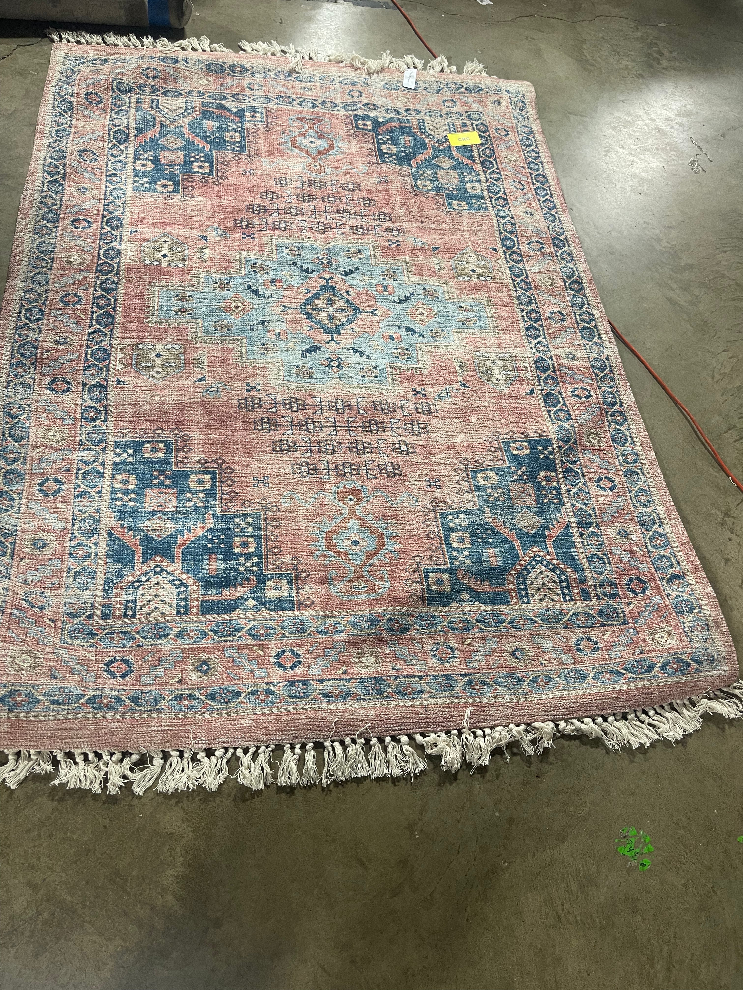 Fringed Medallion Area Rug Rust