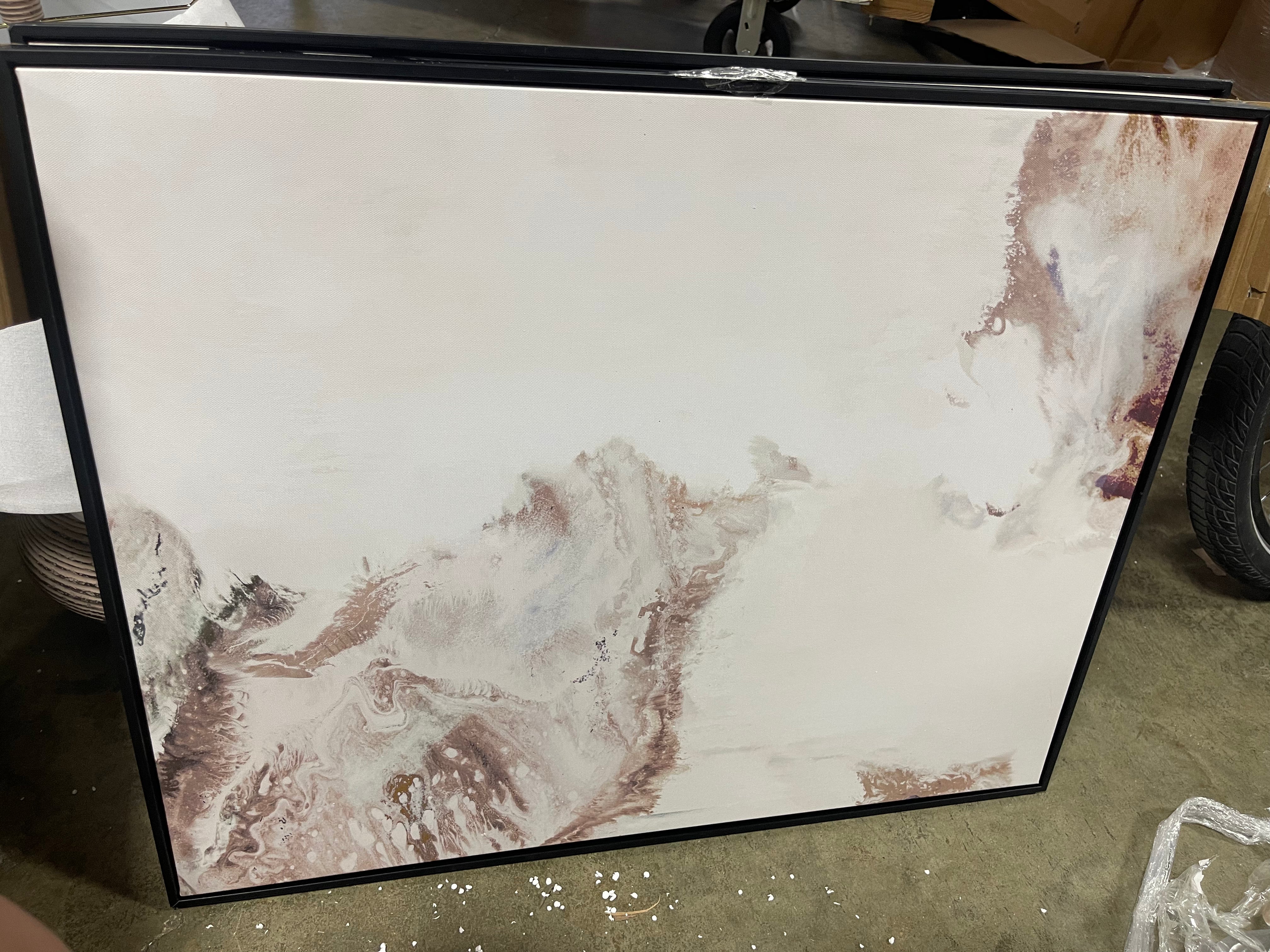 2pk Marble Framed Printed Canvases Black/Tan
